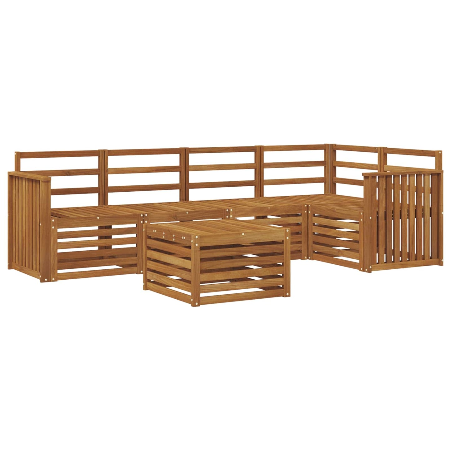 Seksjonssofa Sett 6 pcs Naturlig Solid akasietre