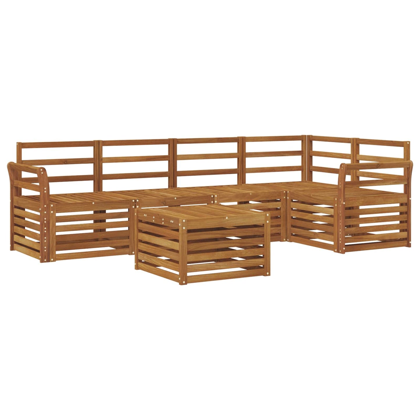 Seksjonssofa Sett 6 pcs Naturlig Solid akasietre
