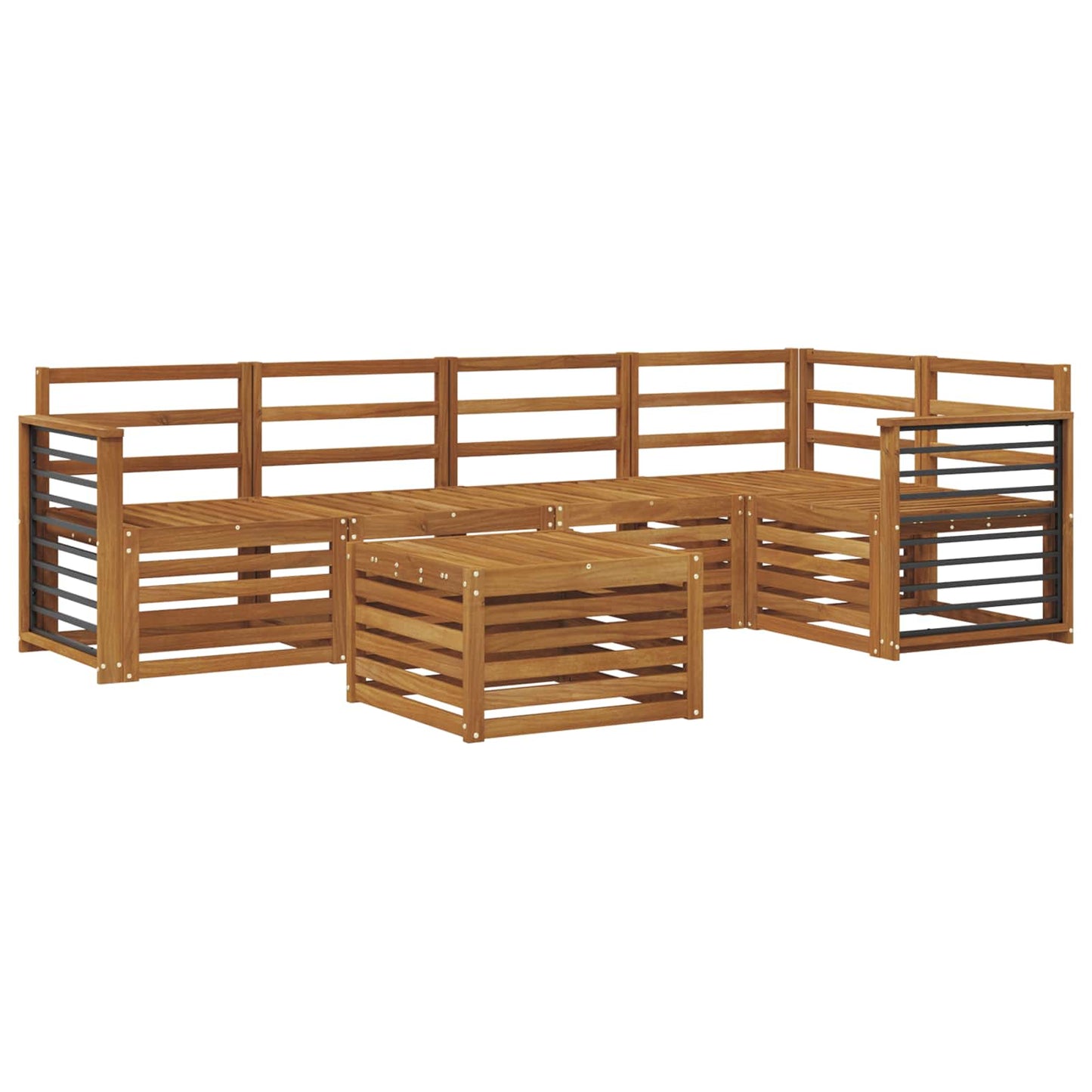 Seksjonssofa Sett 6 pcs Naturlig Solid akasietre