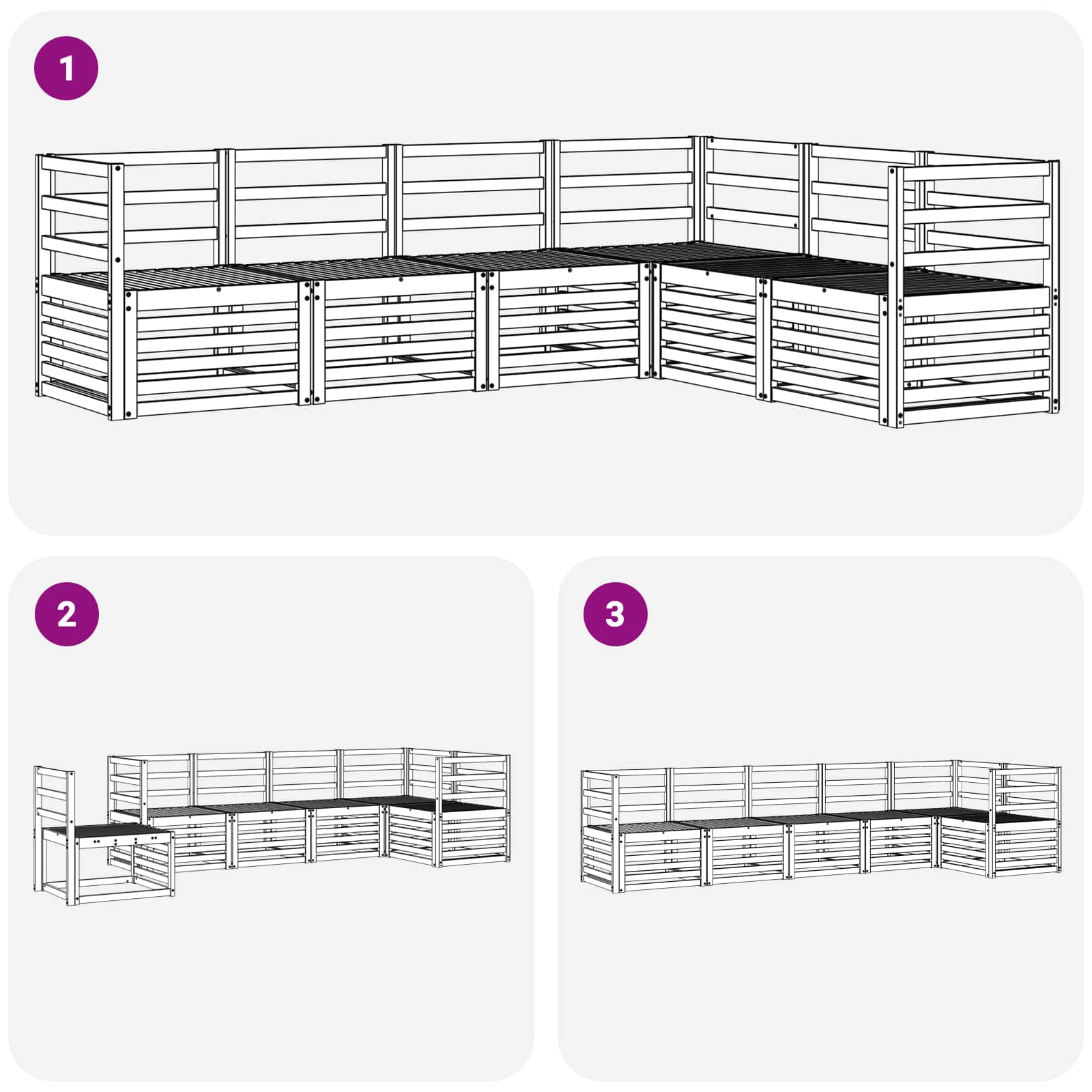 Sofasett 6 pcs Naturlig Solid akasietre vidaXL