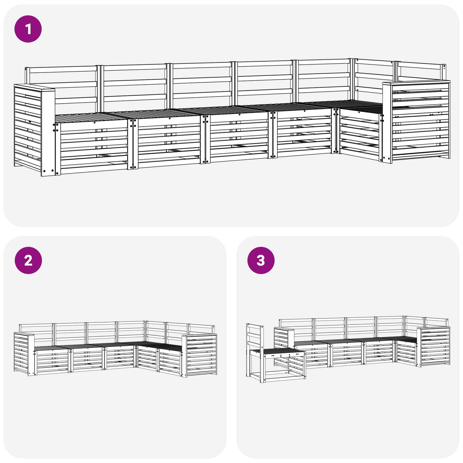 Sofasett 6 pcs Naturlig Solid akasietre vidaXL