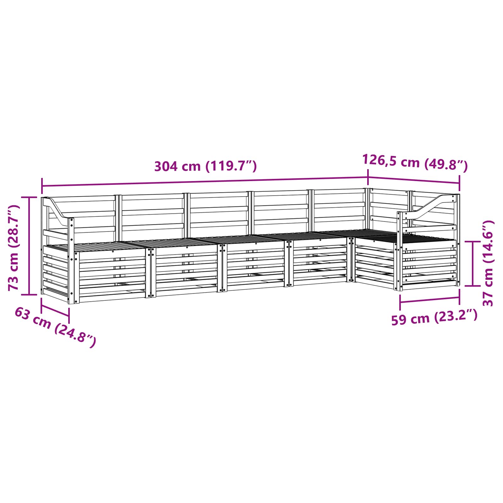 Sofasett 6 pcs Naturlig Solid akasietre vidaXL