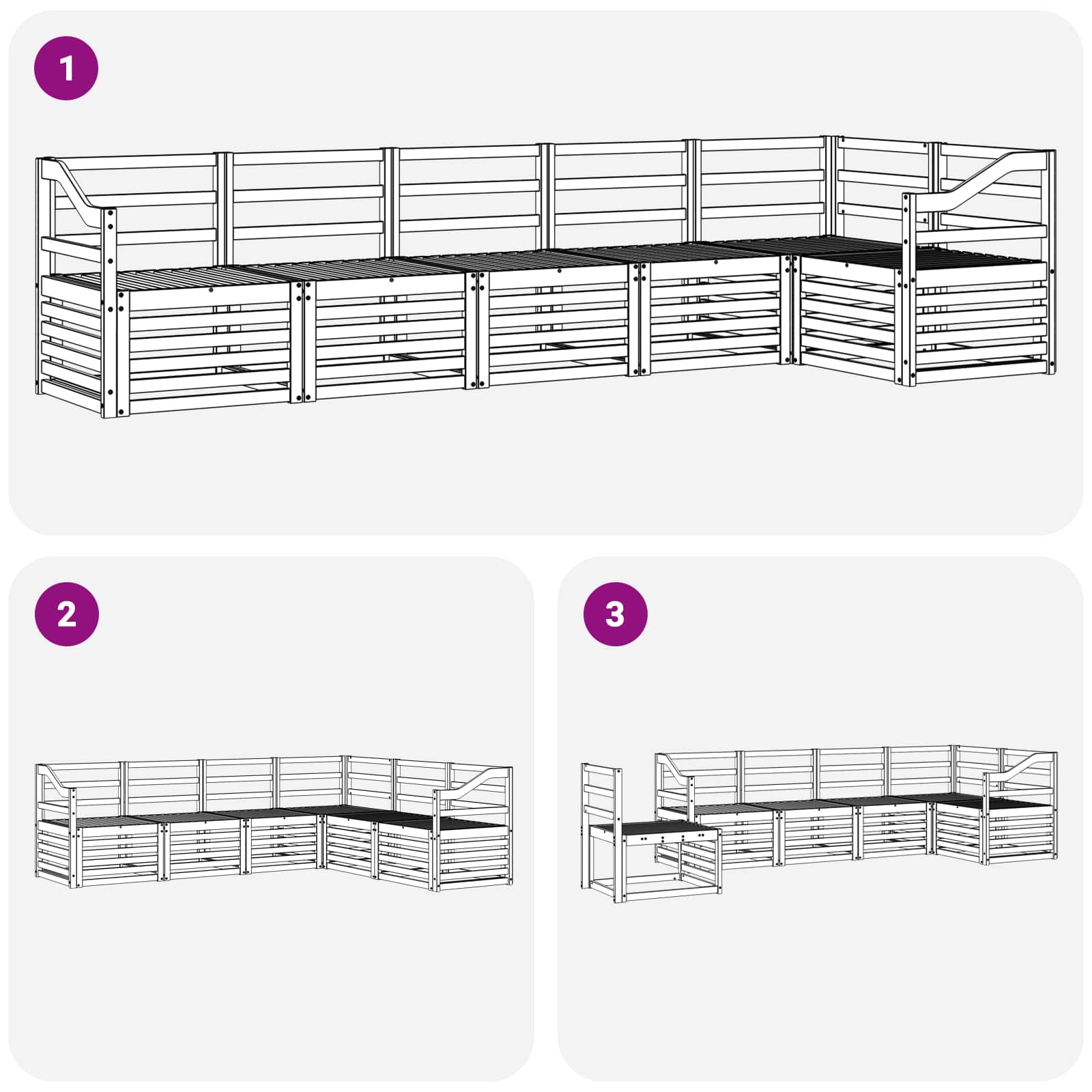 Sofasett 6 pcs Naturlig Solid akasietre vidaXL