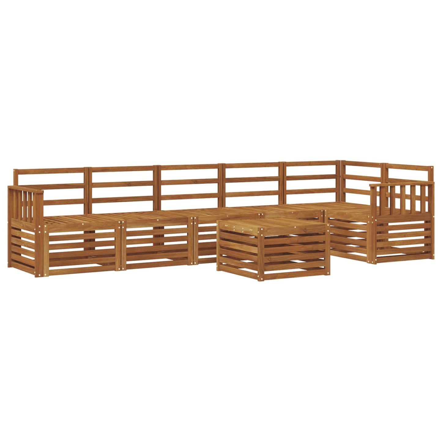Seksjonssofa Sett 7 pcs Naturlig Solid akasietre