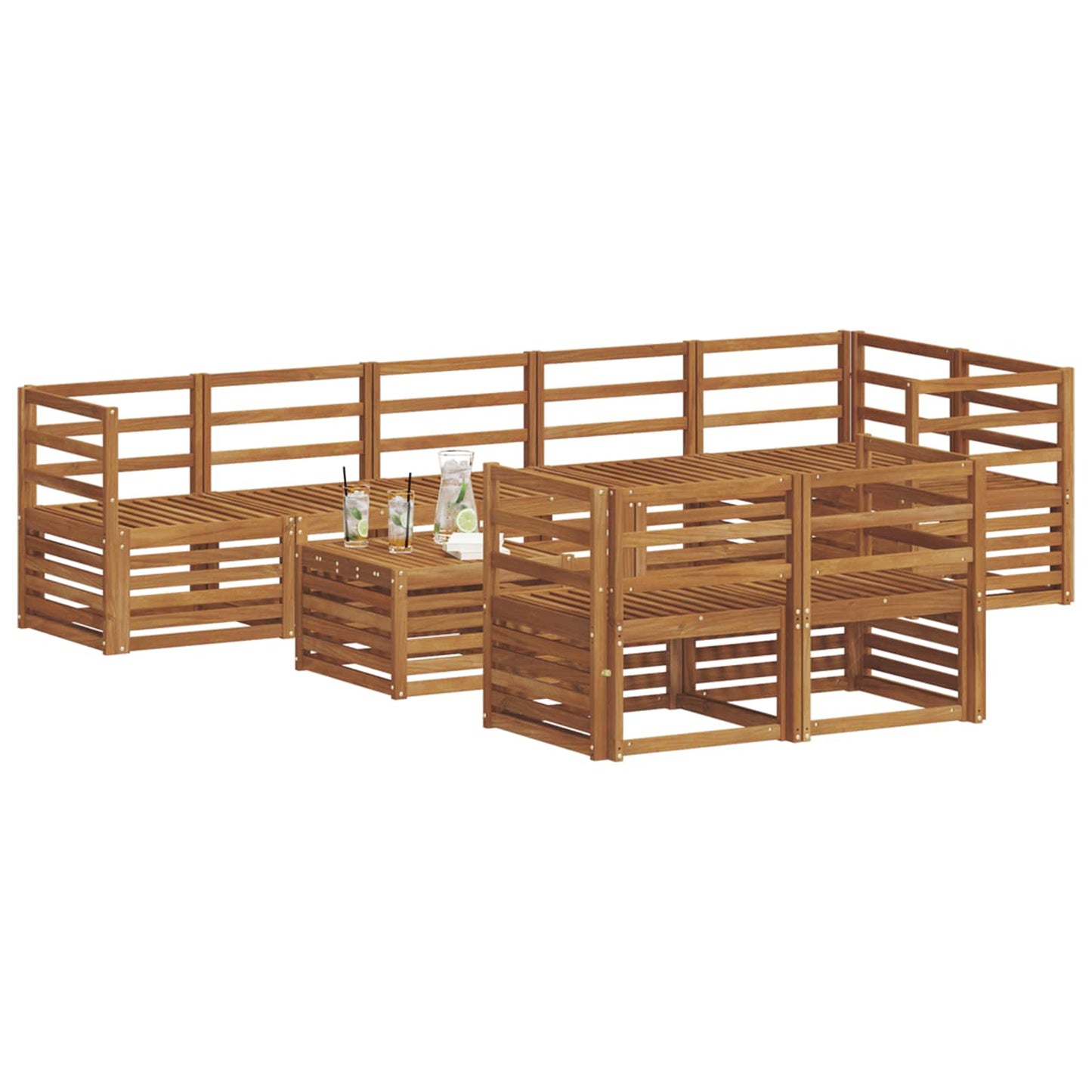 Sofasett 9 pcs Naturlig Solid akasietre