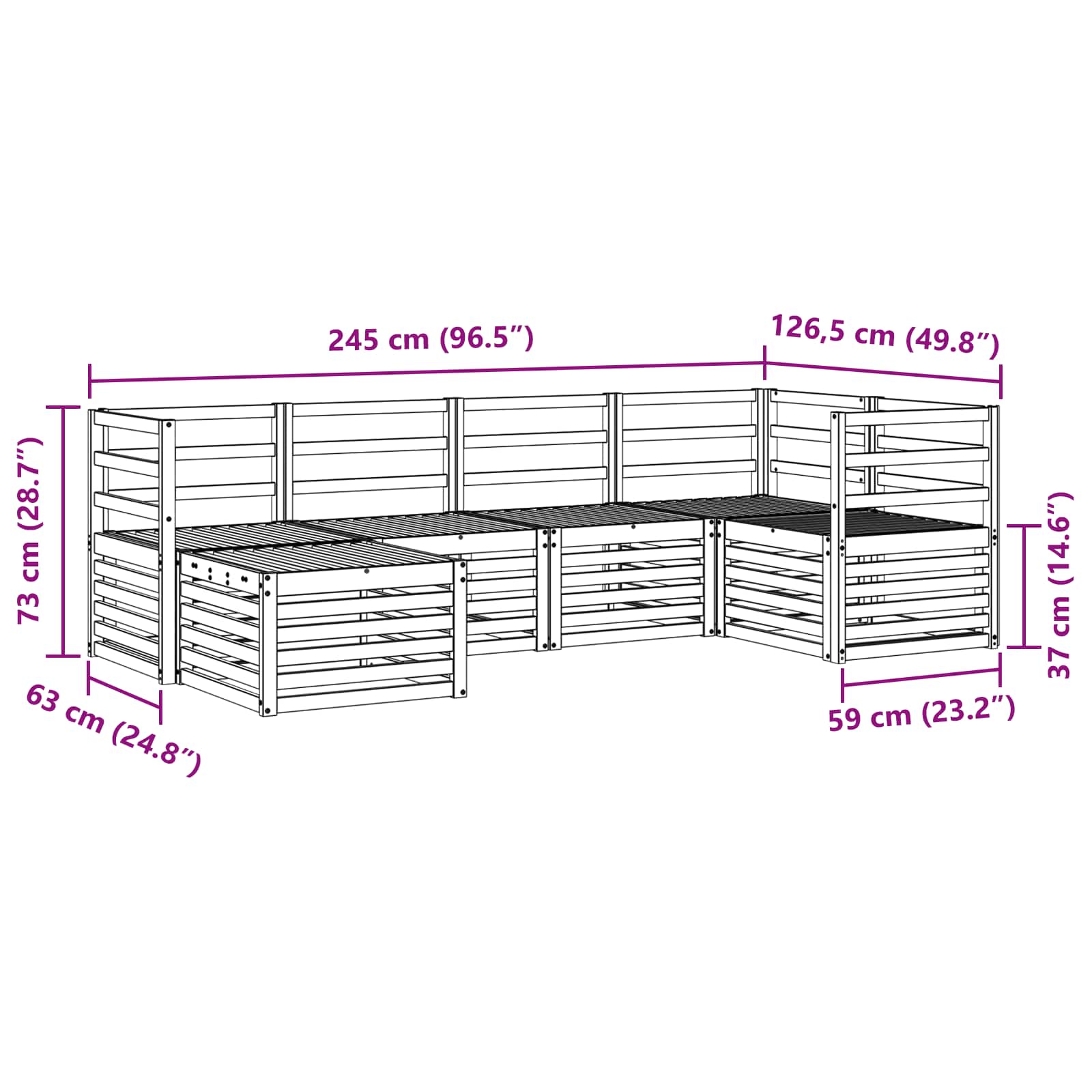 Sofasett 6 pcs Naturlig Solid akasietre vidaXL