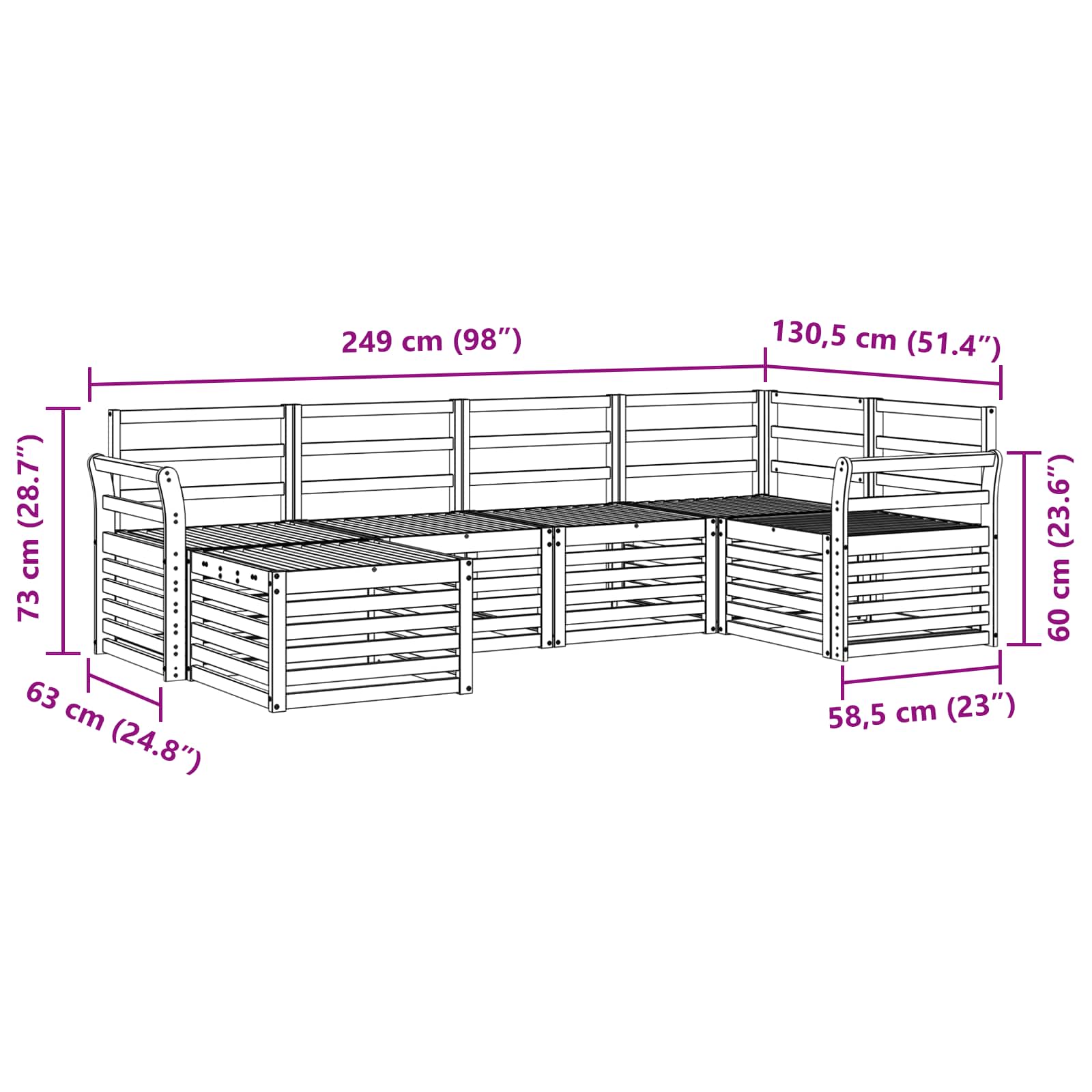 Sofasett 6 pcs Naturlig Solid akasietre vidaXL
