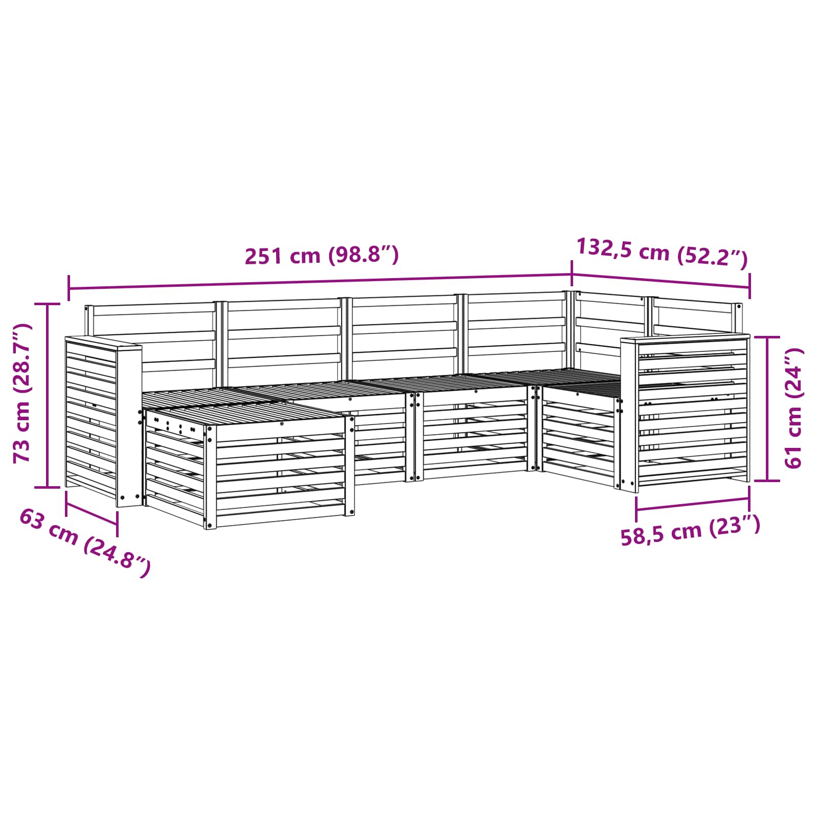 Sofasett 6 pcs Naturlig Solid akasietre vidaXL