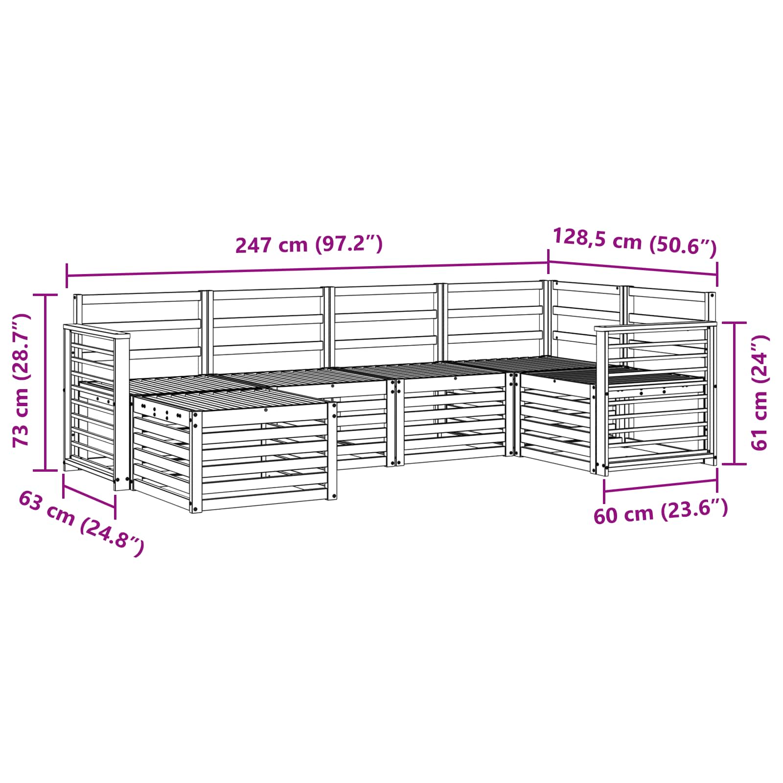 Sofasett 6 pcs Naturlig Solid akasietre vidaXL