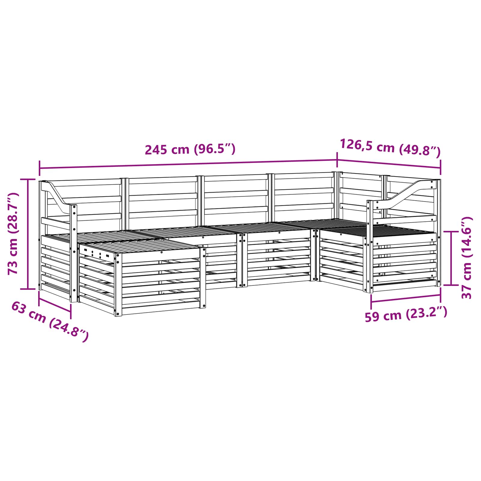 Sofasett 6 pcs Naturlig Solid akasietre vidaXL