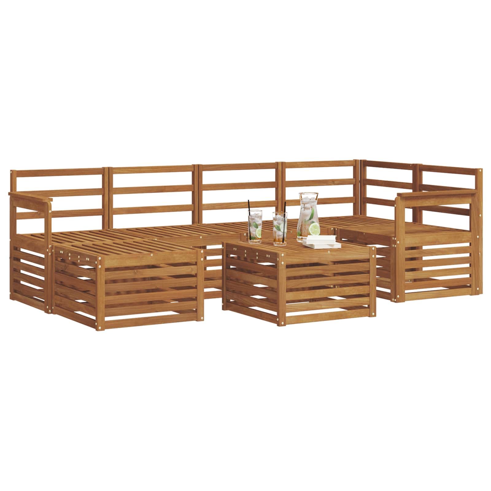 Sofasett Naturlig Solid akasietre vidaXL