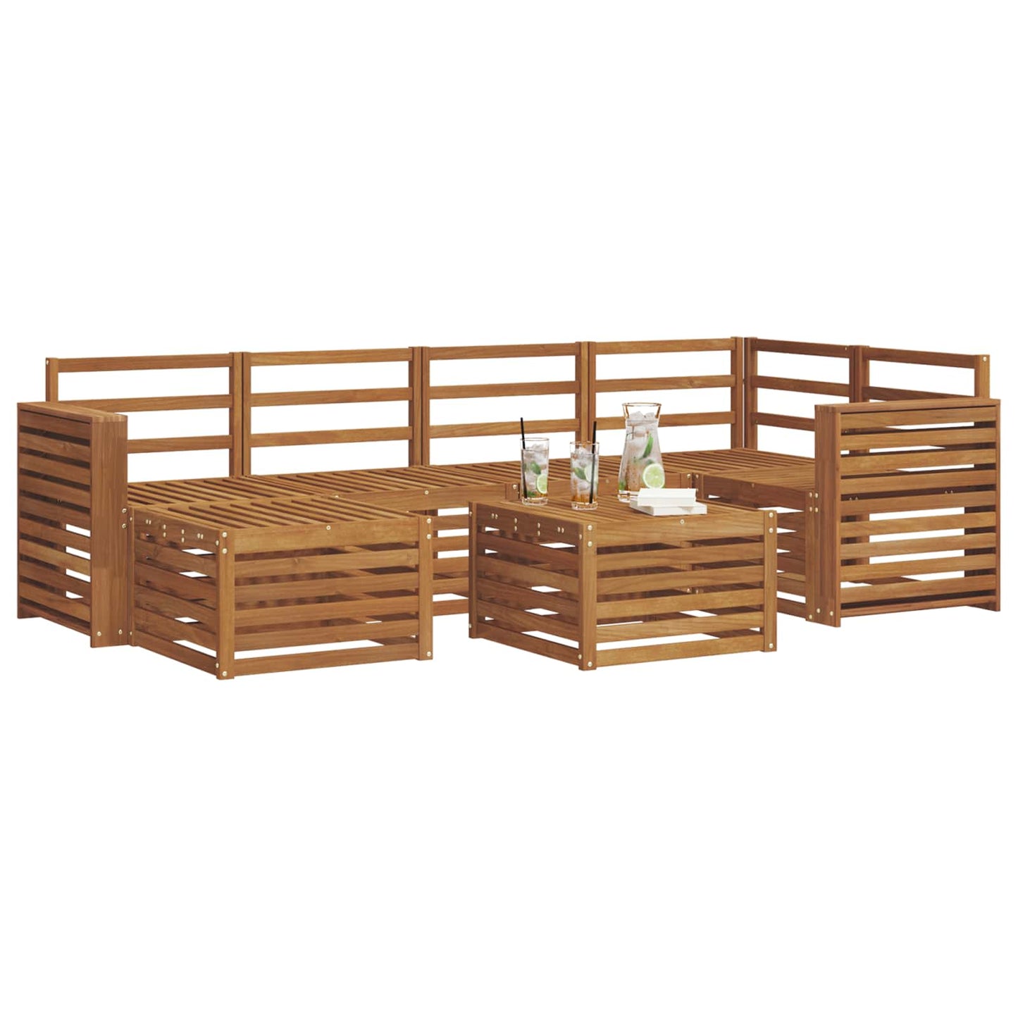 Sofasett Naturlig Solid akasietre vidaXL