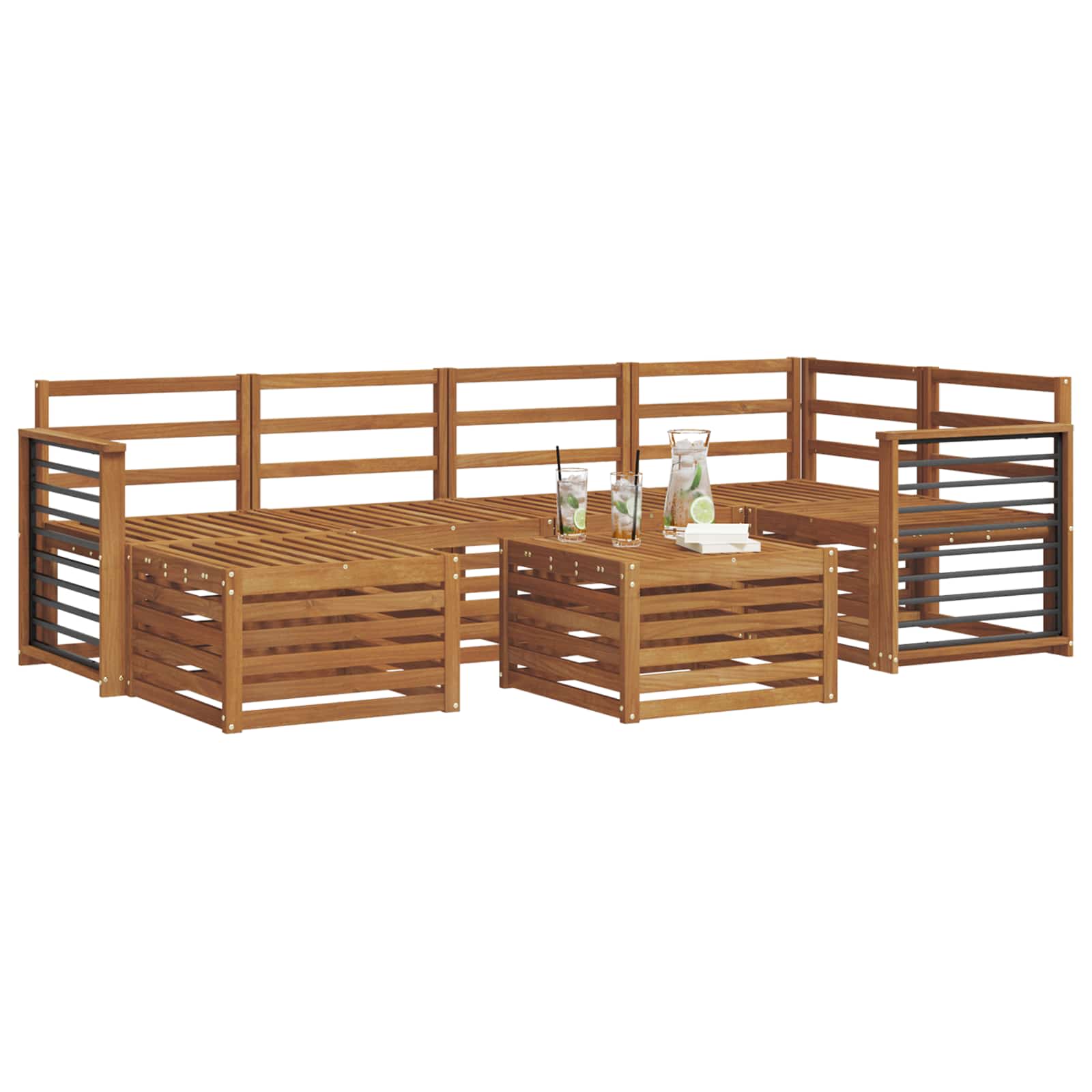 Sofasett Naturlig Solid akasietre vidaXL