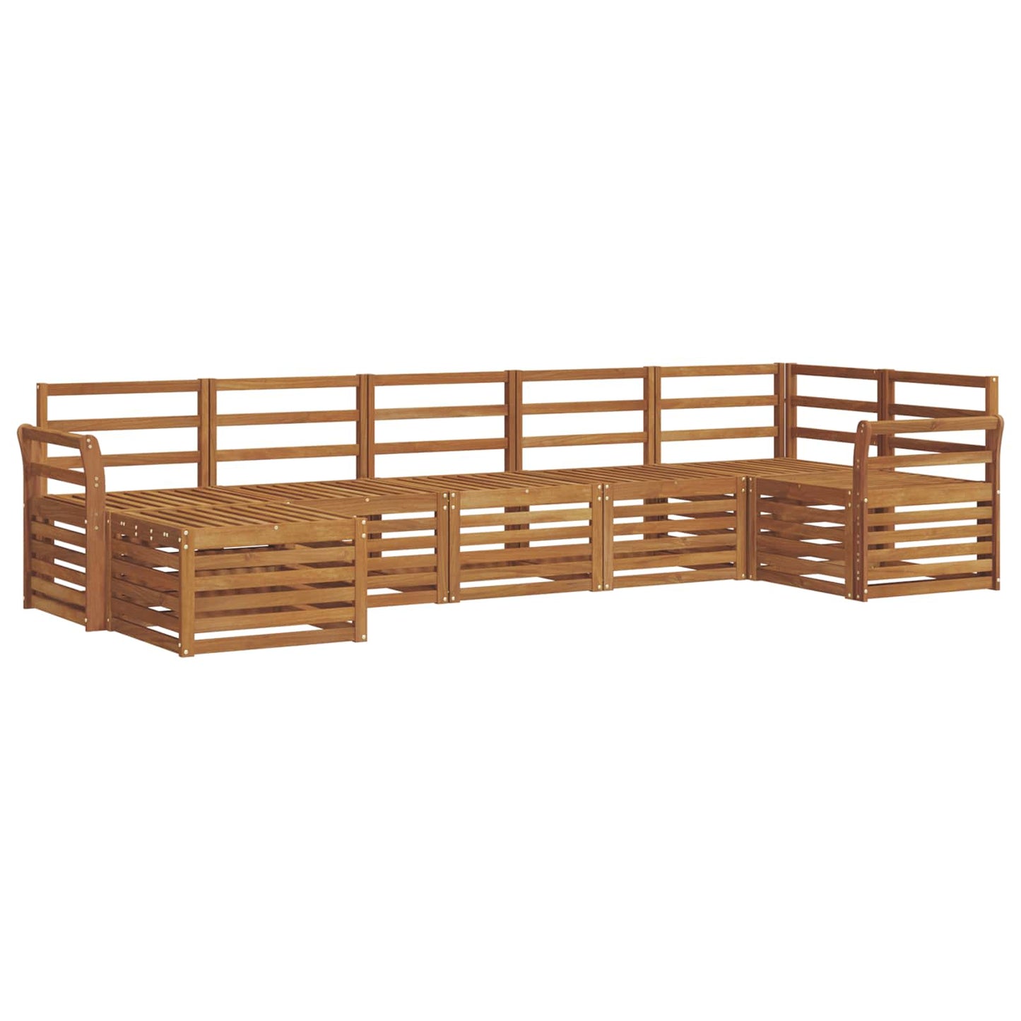 Seksjonssofa Sett 7 pcs Naturlig Solid akasietre