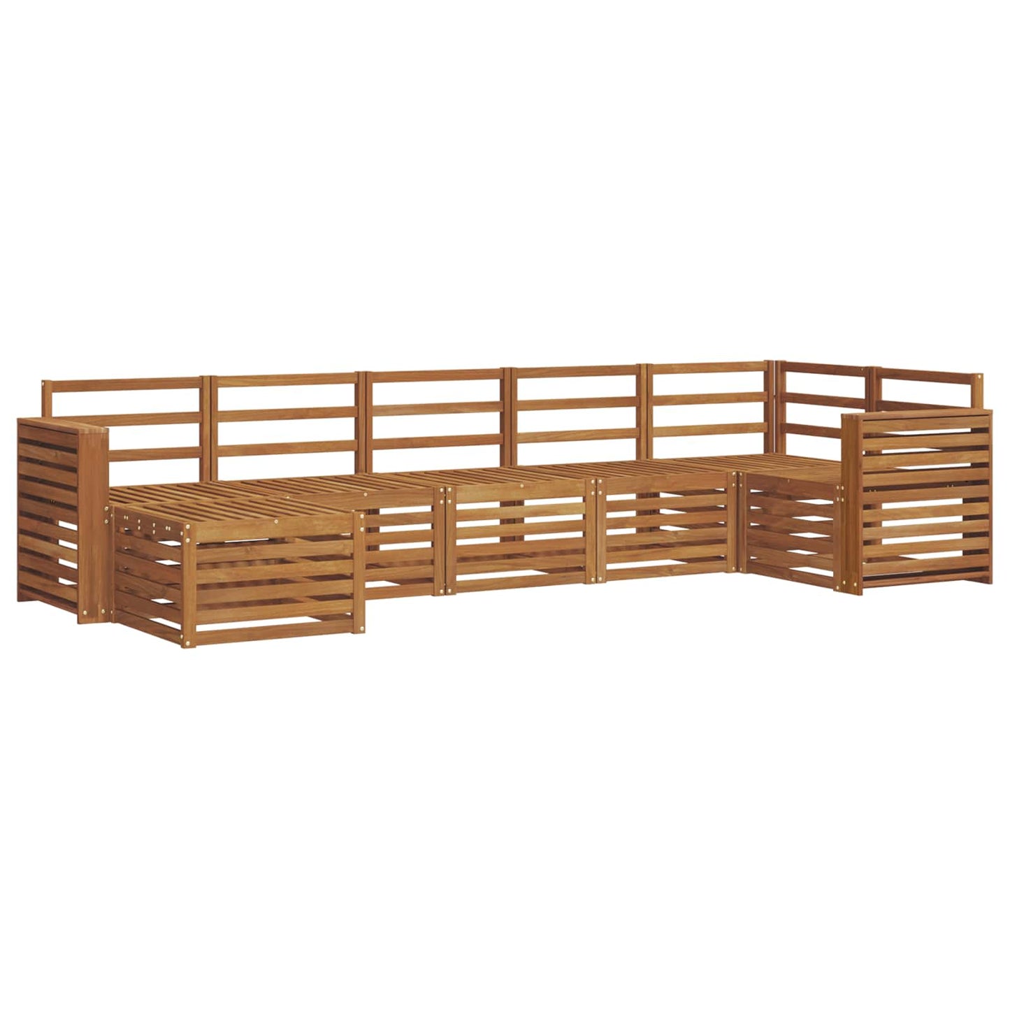 Seksjonssofa Sett 7 pcs Naturlig Solid akasietre