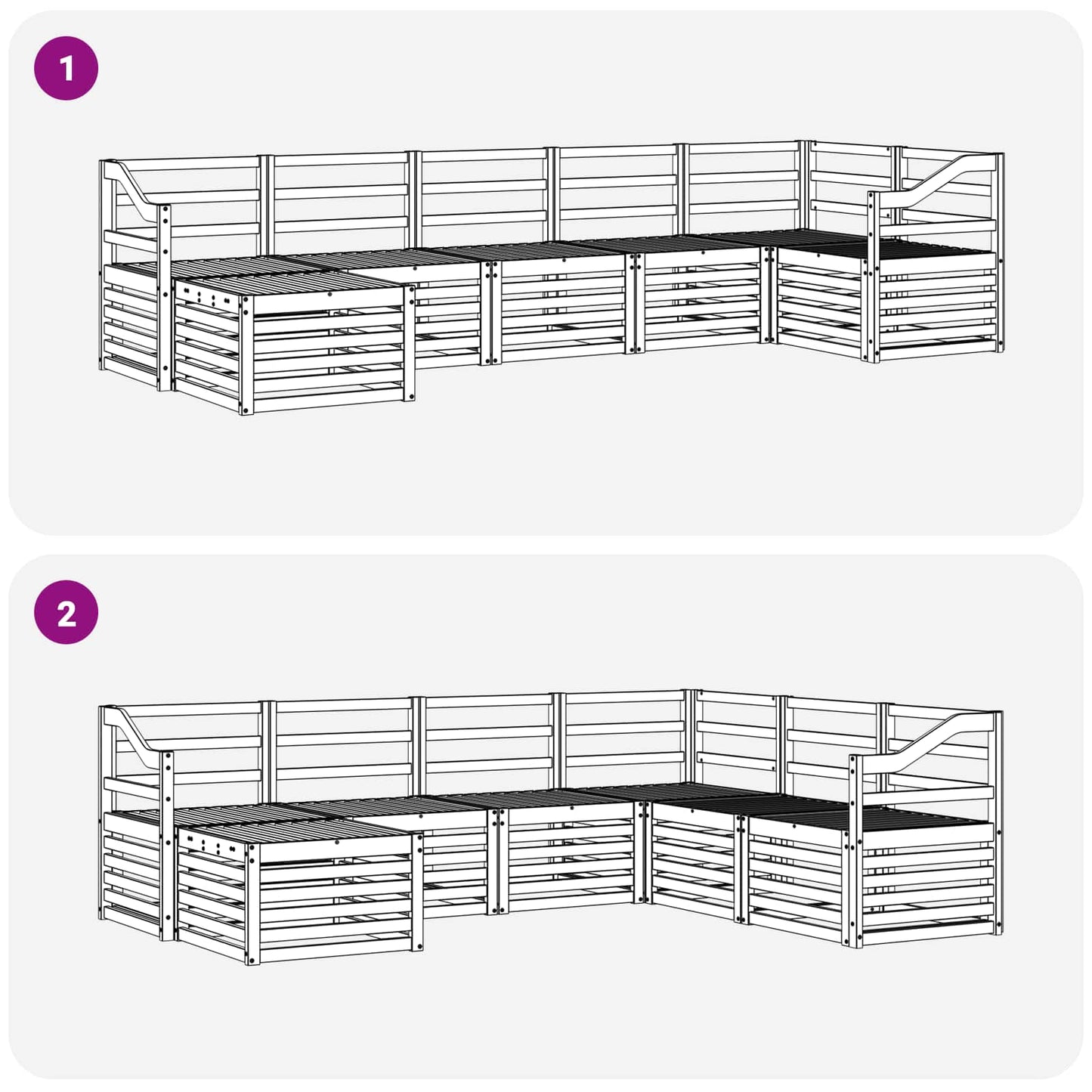 Seksjonssofa Sett 7 pcs Naturlig Solid akasietre