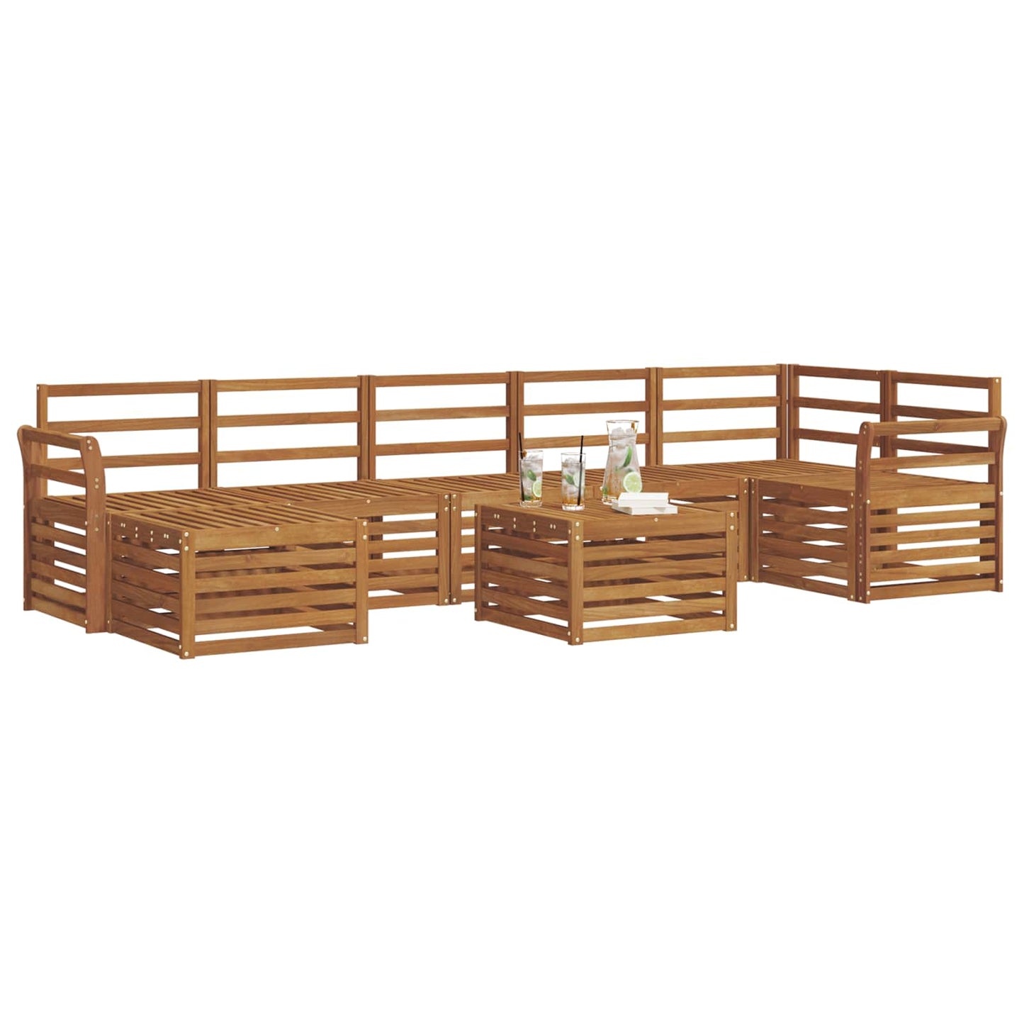 Utendørs sofa-sett 8 pcs Naturlig Solid akasietre