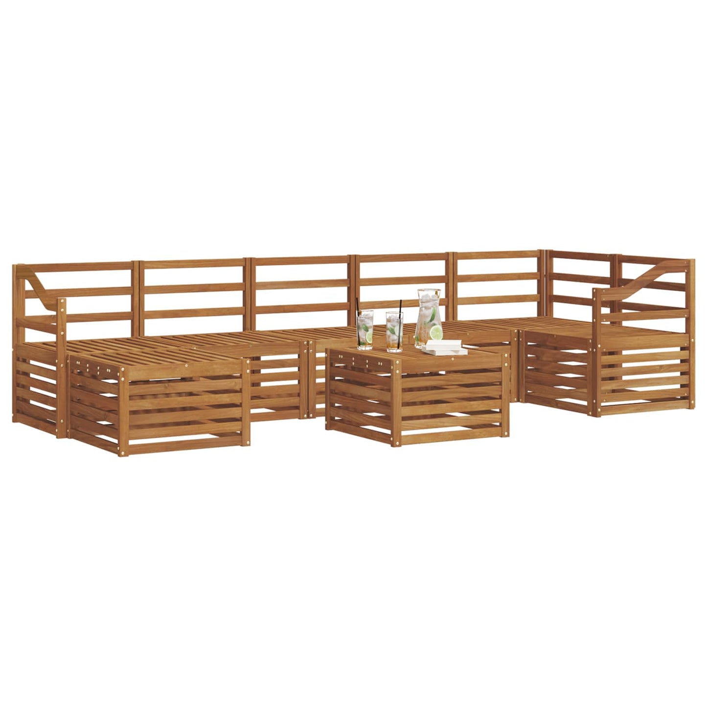 Utendørs sofa-sett 8 pcs Naturlig Solid akasietre