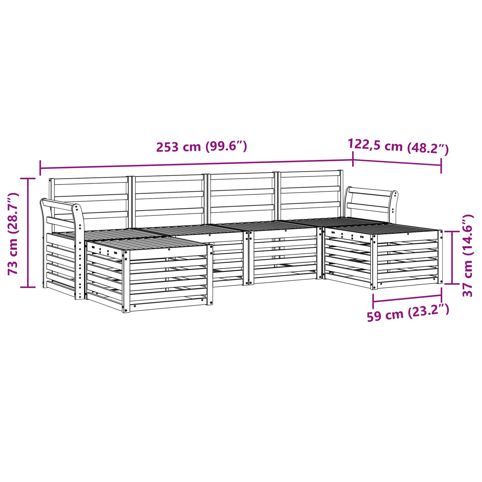 Sofasett 6 pcs Naturlig Solid akasietre vidaXL