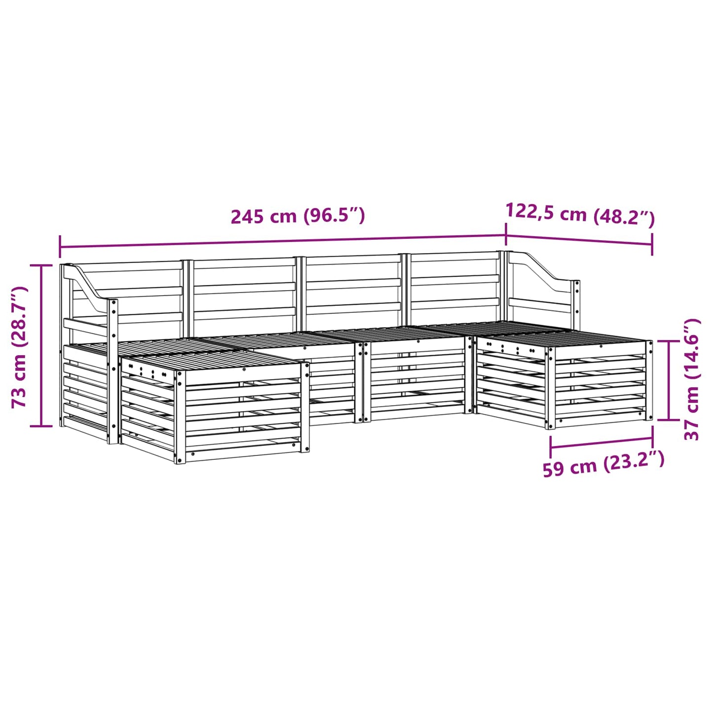 Sofasett 6 pcs Naturlig Solid akasietre vidaXL
