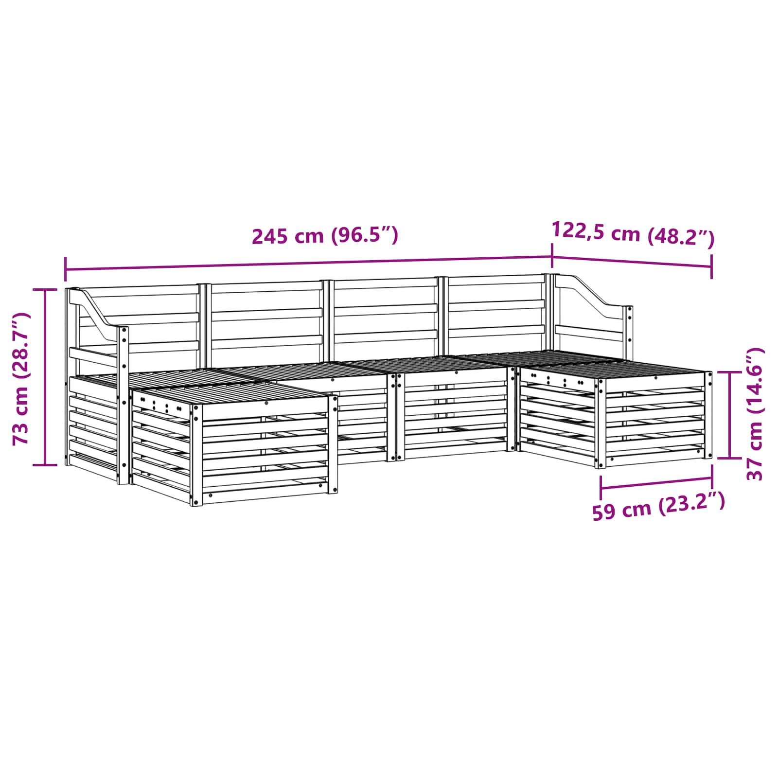 Sofasett 6 pcs Naturlig Solid akasietre vidaXL