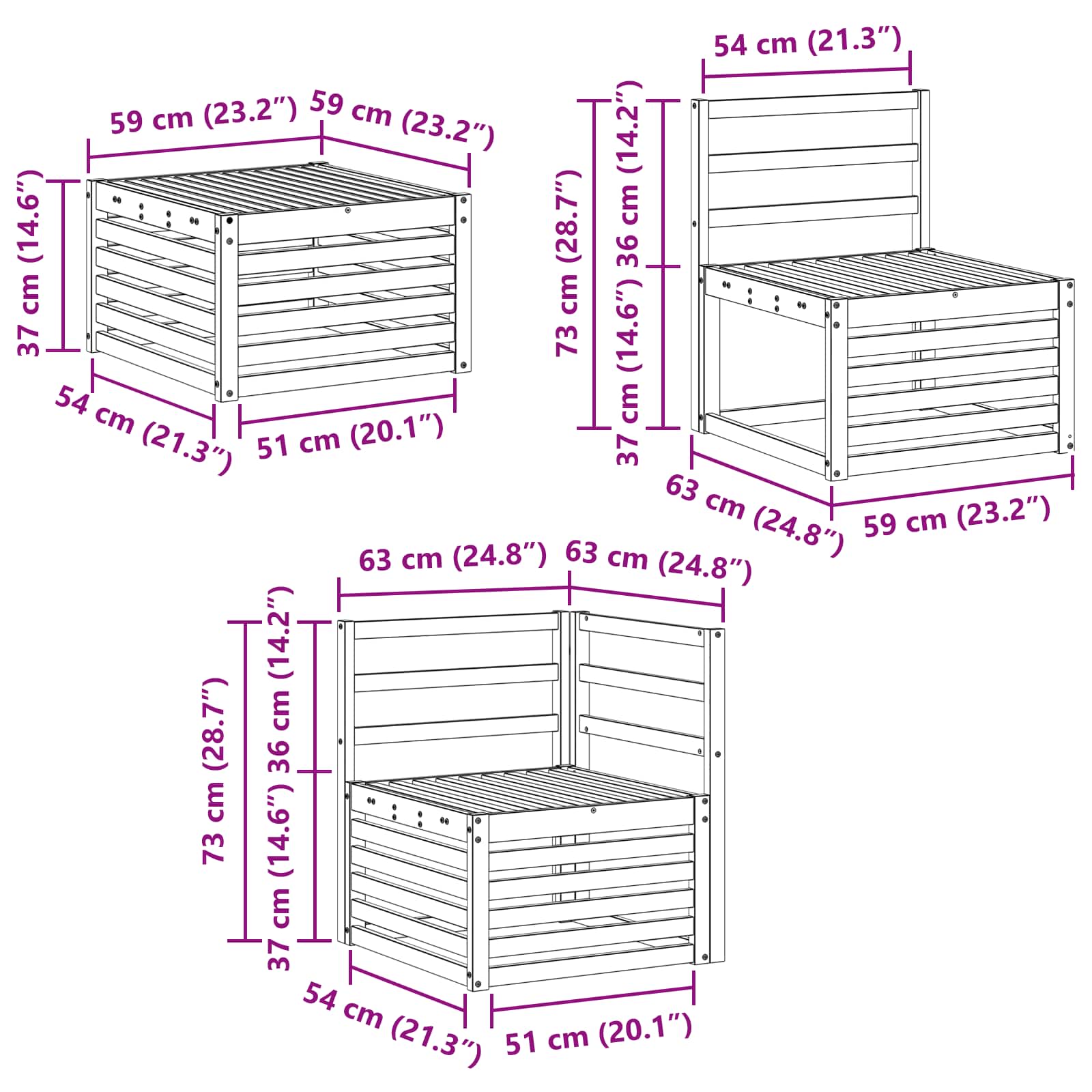 Sofasett 8 pcs Naturlig Solid akasietre vidaXL