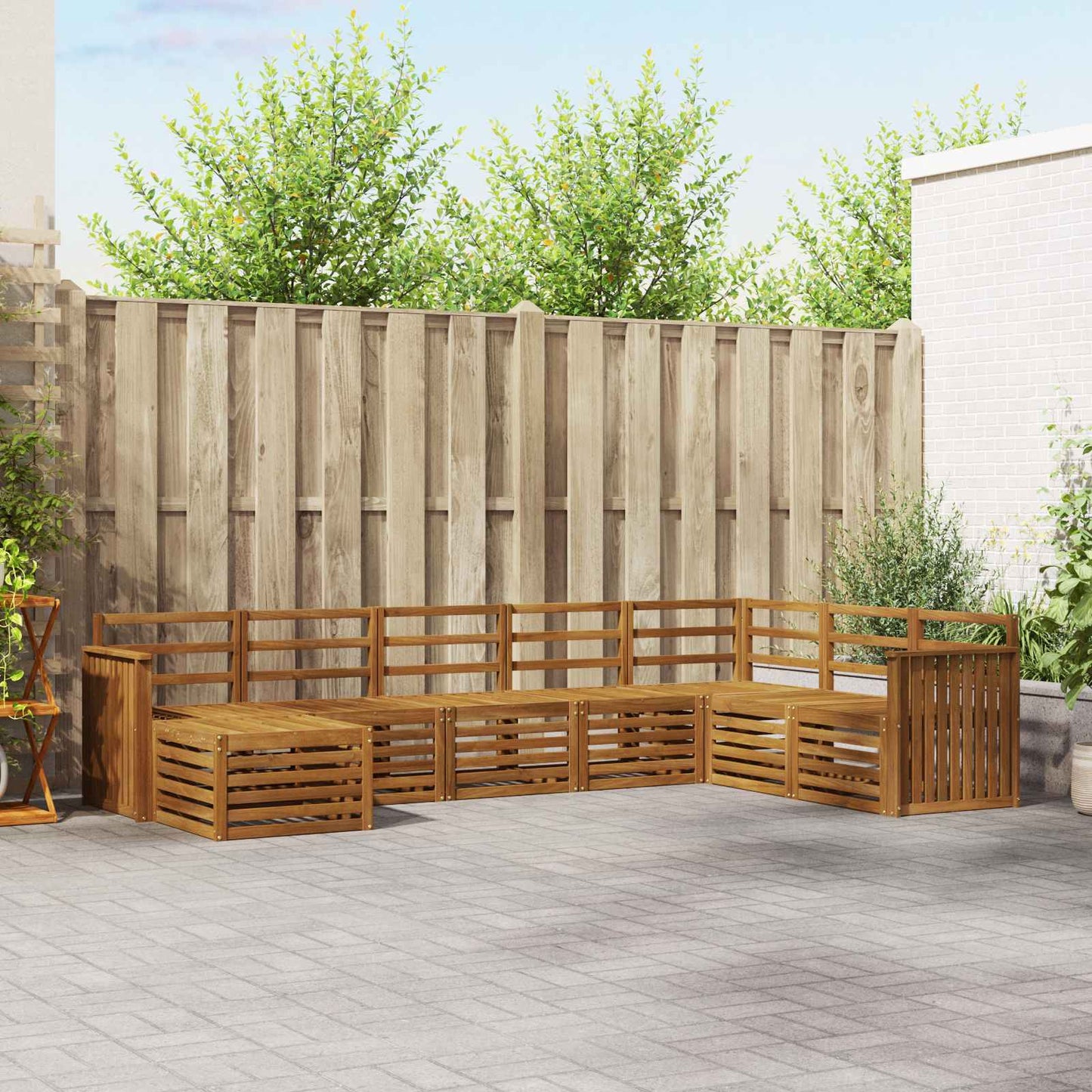 Sofasett 8 pcs Naturlig Solid akasietre vidaXL