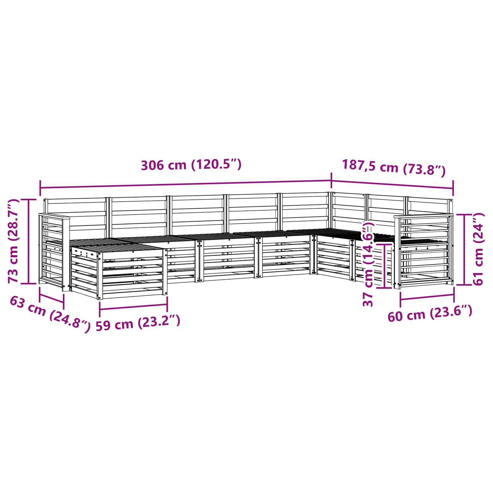 Sofasett 8 pcs Naturlig Solid akasietre vidaXL