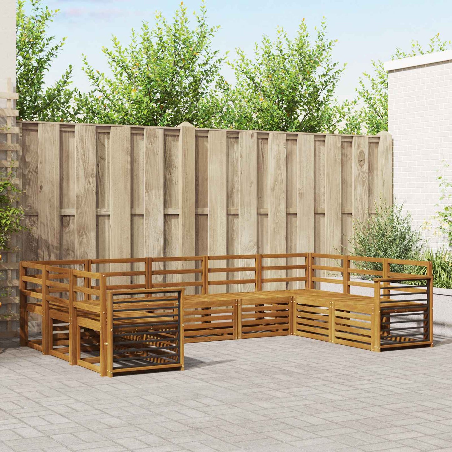 Seksjonssofa Sett 9 pcs Naturlig