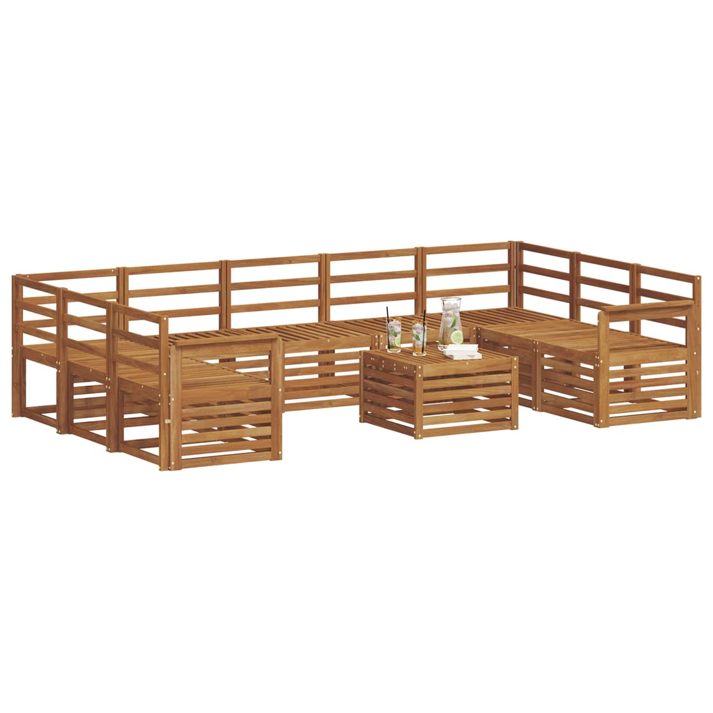 Sofasett 10 pcs Naturlig Solid akasietre