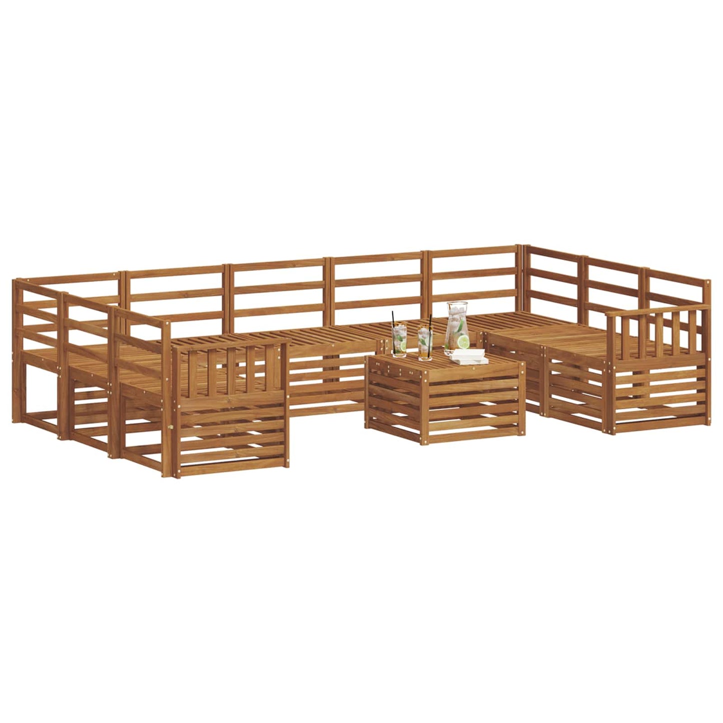 Sofasett 10 pcs Naturlig Solid akasietre