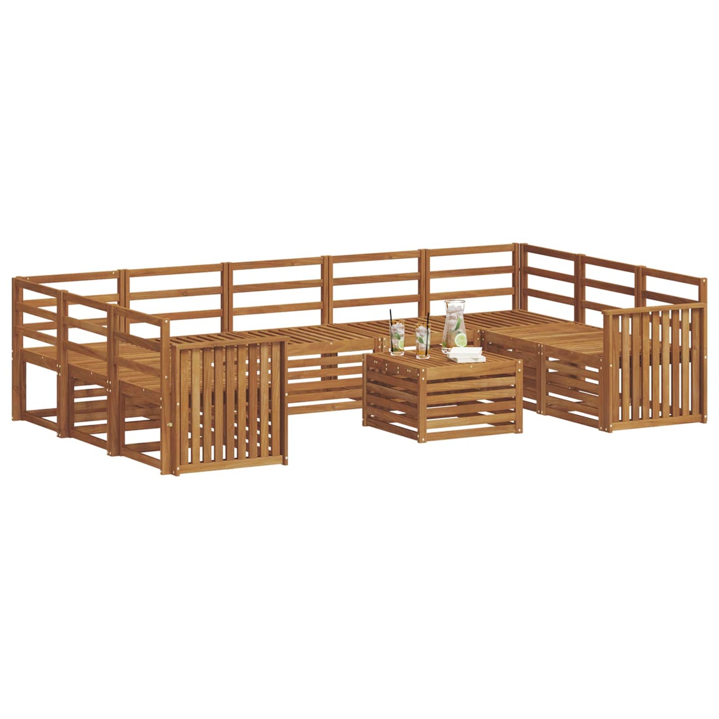 Sofasett 10 pcs Naturlig Solid akasietre