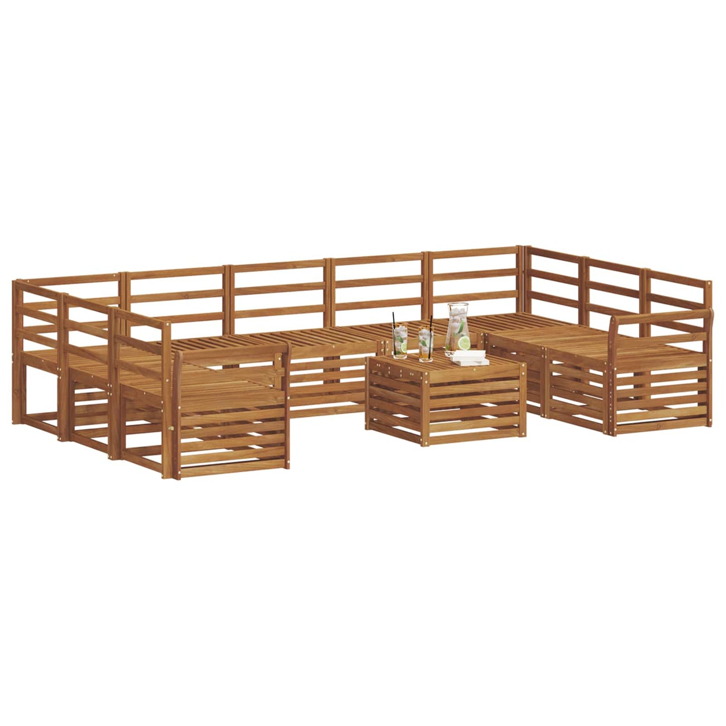 Sofasett 10 pcs Naturlig Solid akasietre