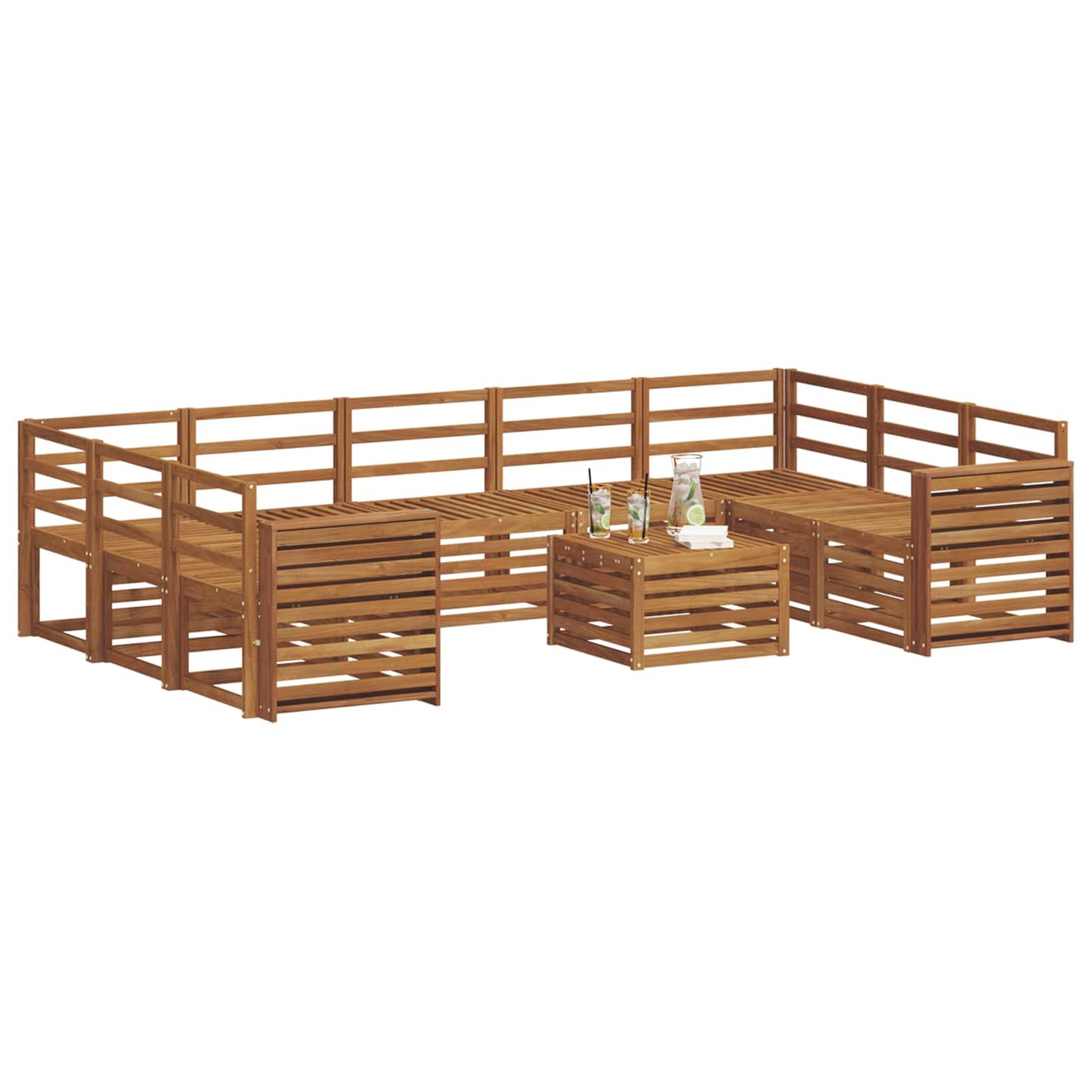 Sofasett 10 pcs Naturlig Solid akasietre
