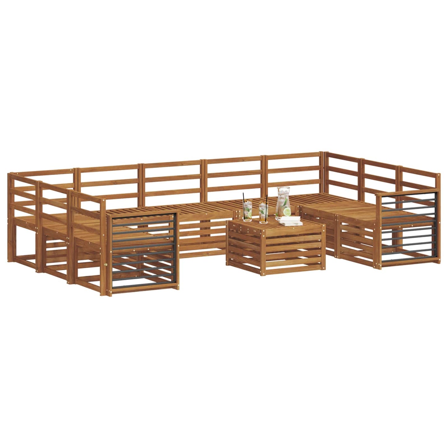 Sofasett 10 pcs Naturlig Solid akasietre