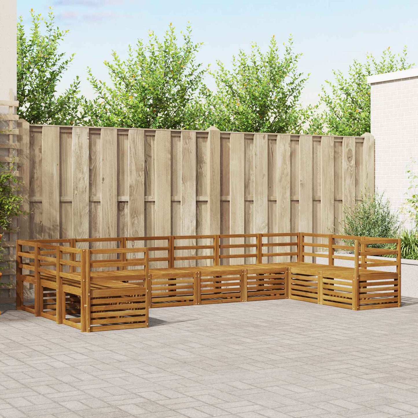 Sofasett 10 pcs Naturlig Solid akasietre vidaXL