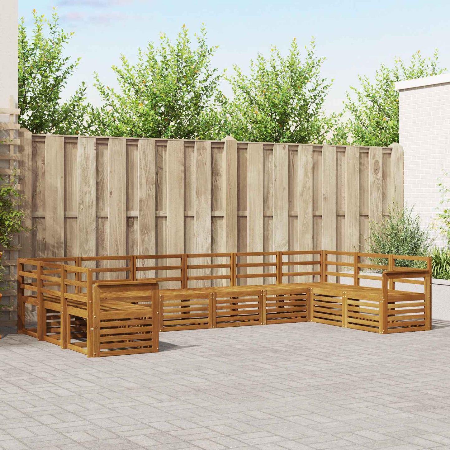 Sofasett 10 pcs Naturlig Solid akasietre vidaXL