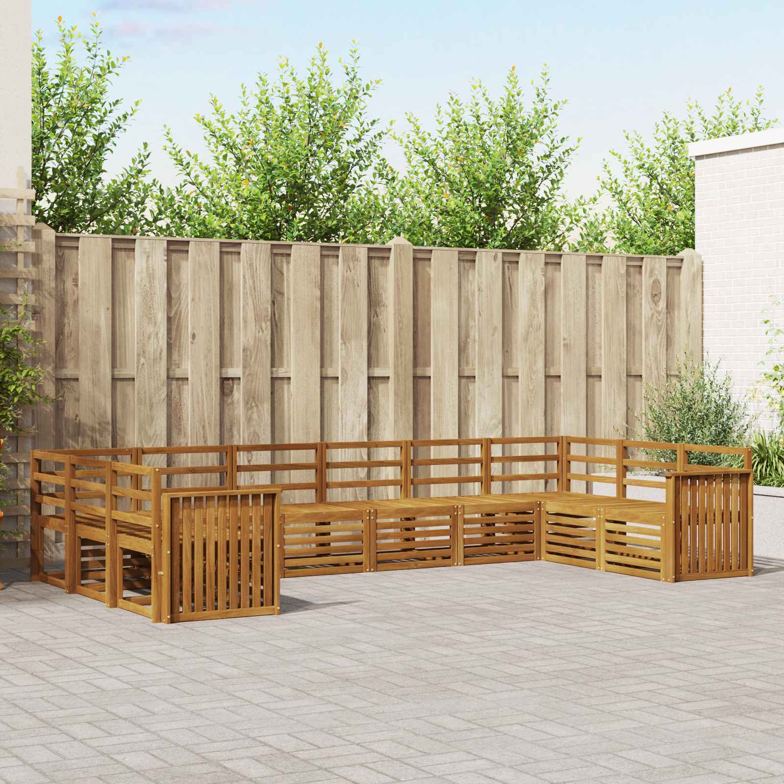 Sofasett 10 pcs Naturlig Solid akasietre vidaXL