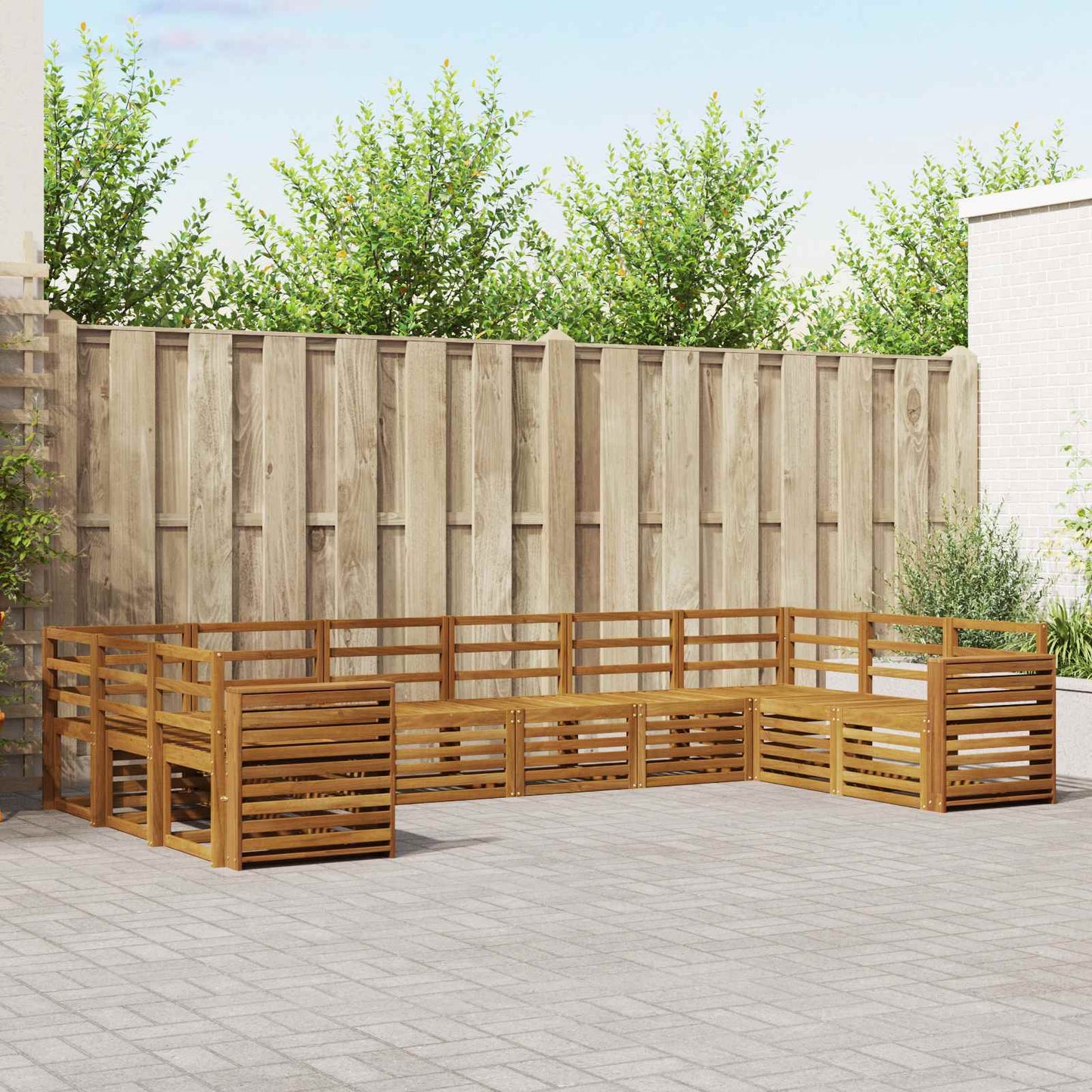 Sofasett 10 pcs Naturlig Solid akasietre vidaXL