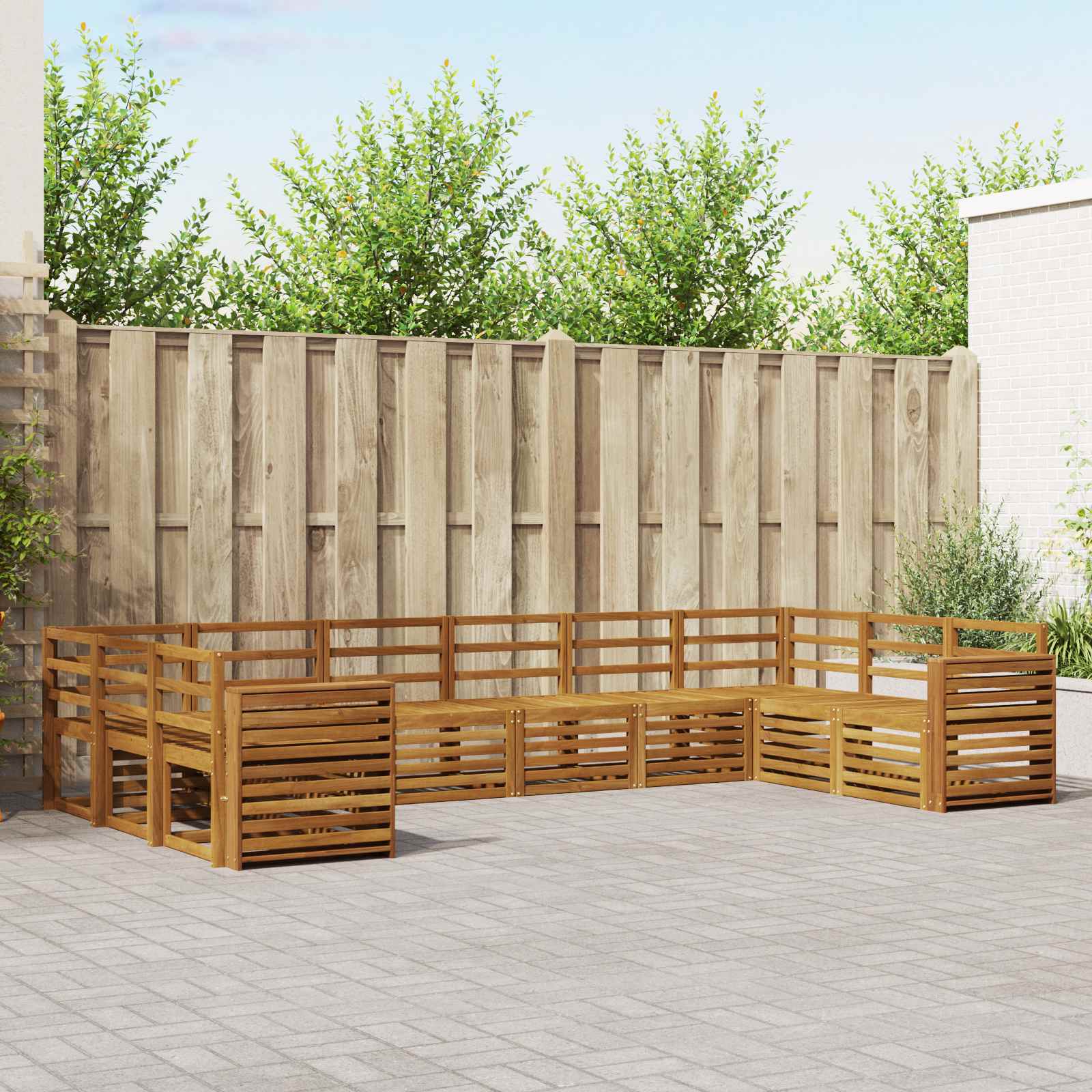 Sofasett 10 pcs Naturlig Solid akasietre vidaXL