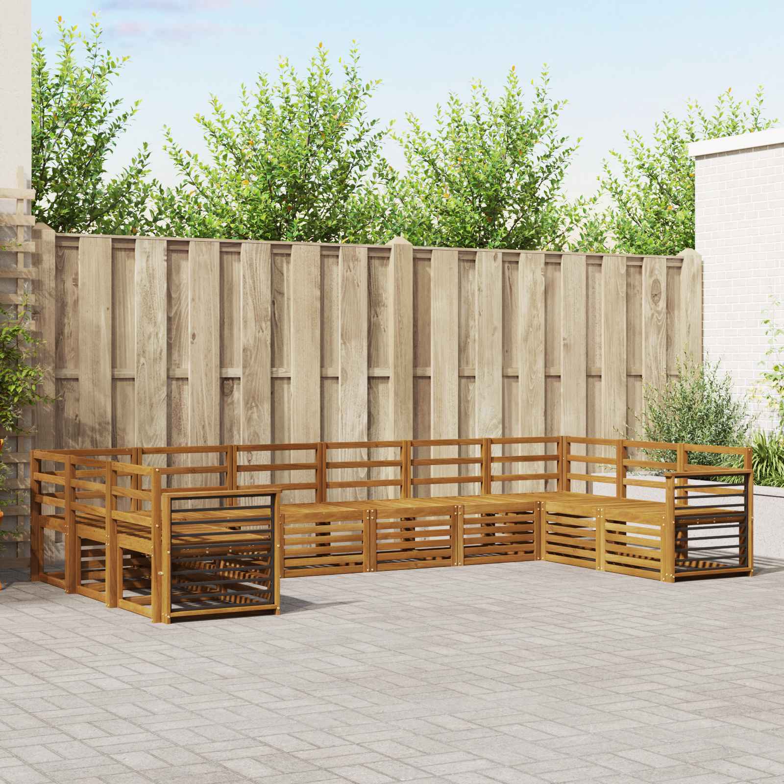 Sofasett 10 pcs Naturlig Solid akasietre vidaXL