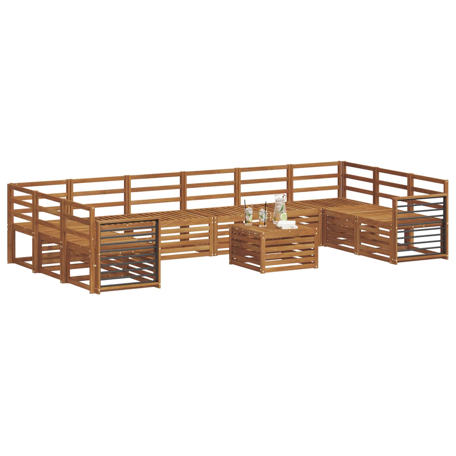 Sofasett 11 pcs Naturlig Solid akasietre vidaXL