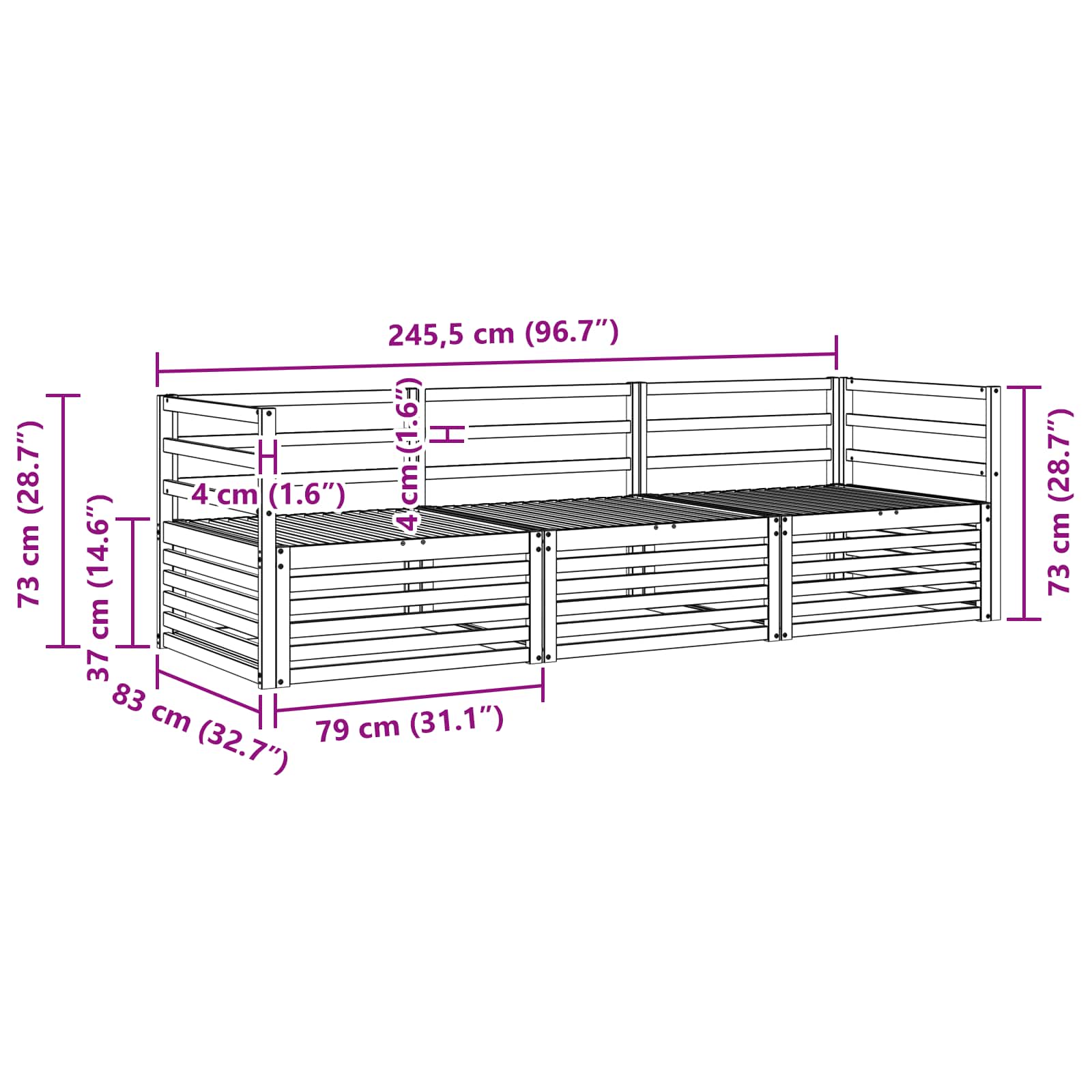 Utendørs sofa-sett 3 pcs Naturlig vidaXL