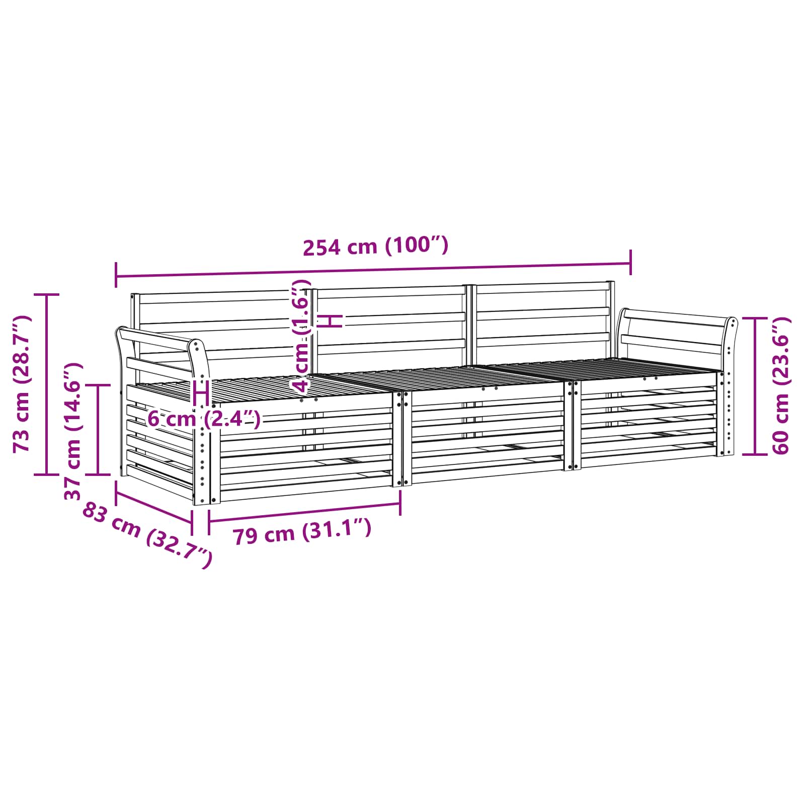 Utendørs sofa-sett 3 pcs Naturlig vidaXL