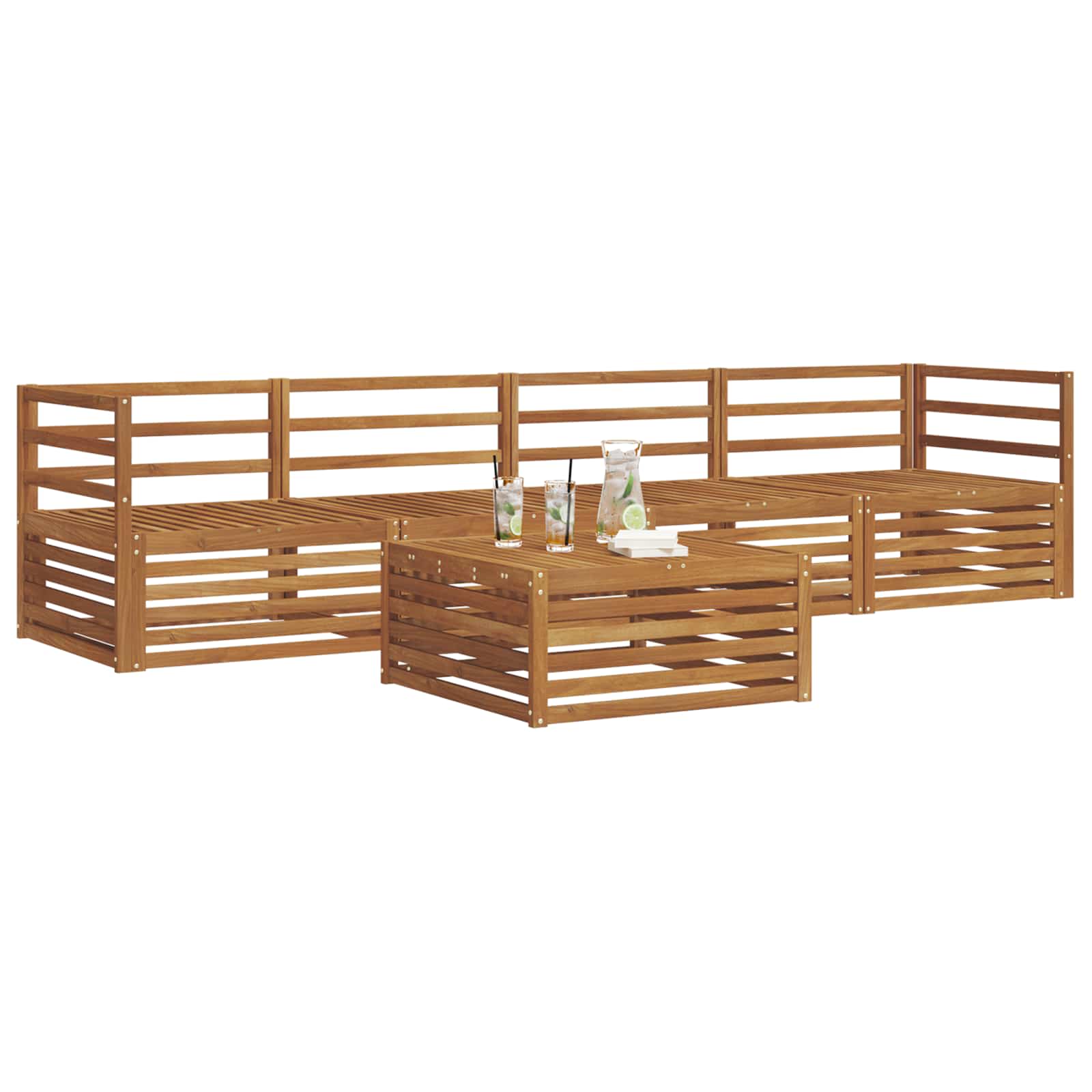 Utendørs sofa-sett 5 pcs Naturlig vidaXL