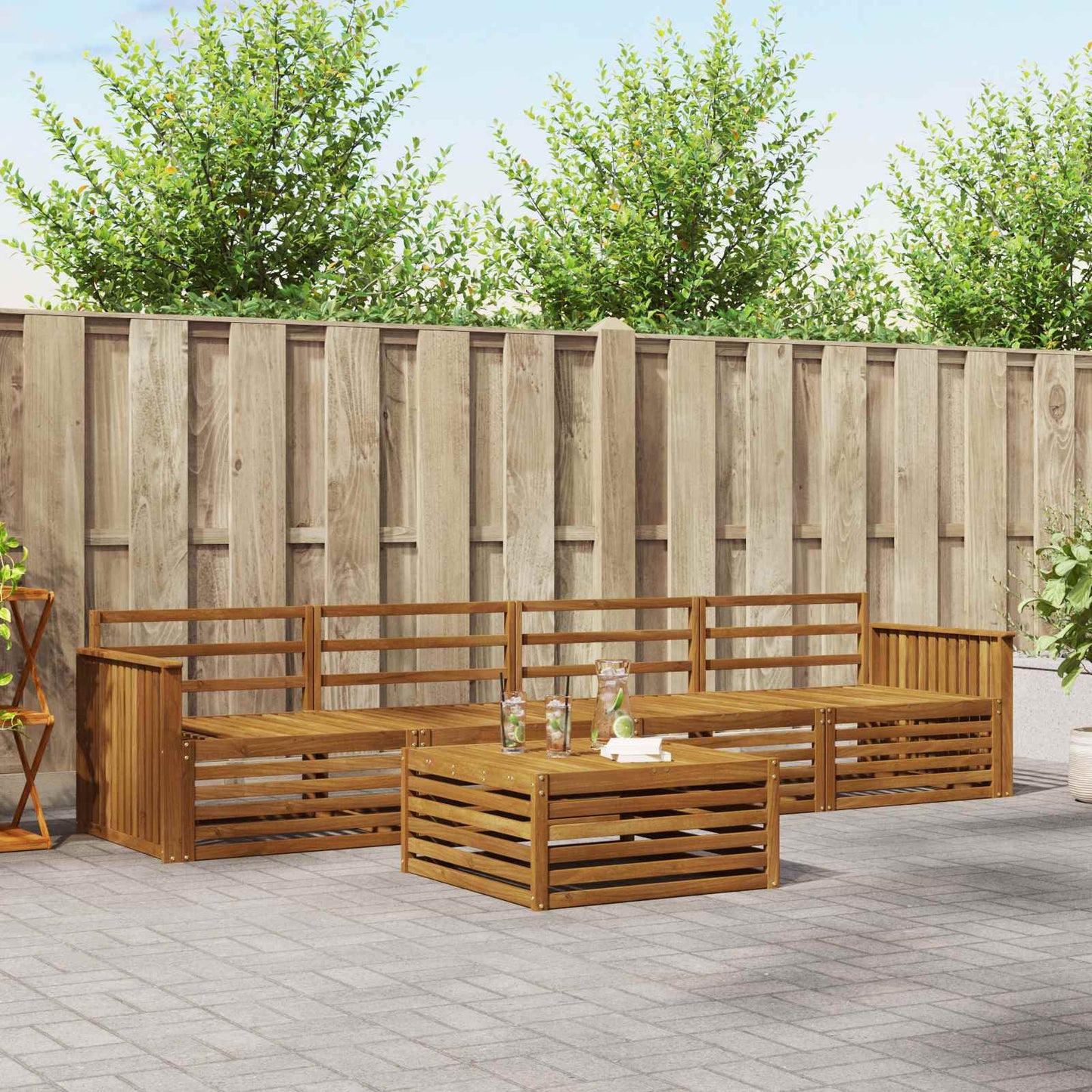 Utendørs sofa-sett 5 pcs Naturlig vidaXL