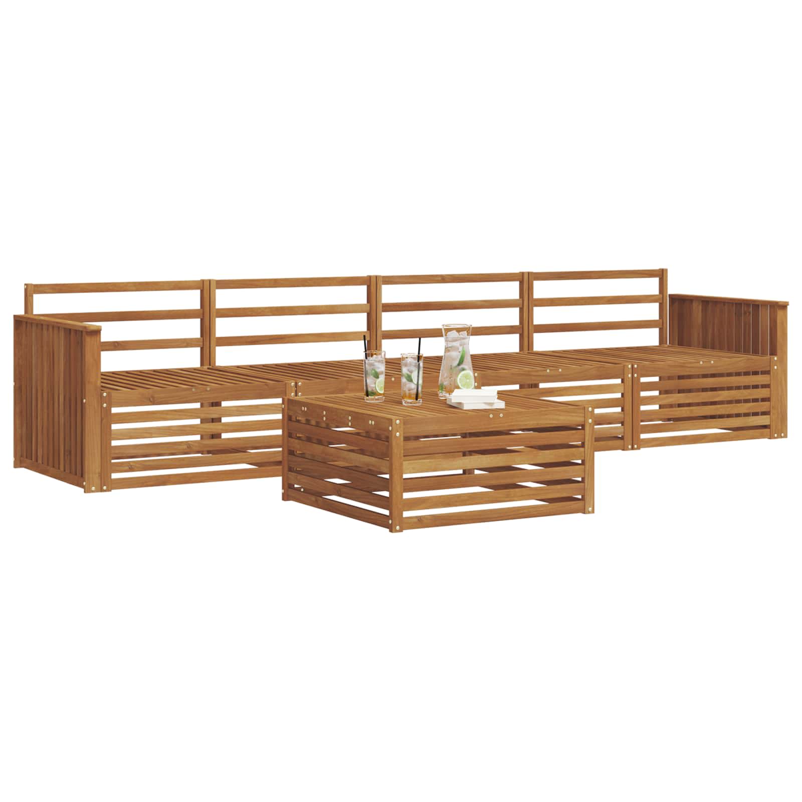Utendørs sofa-sett 5 pcs Naturlig vidaXL