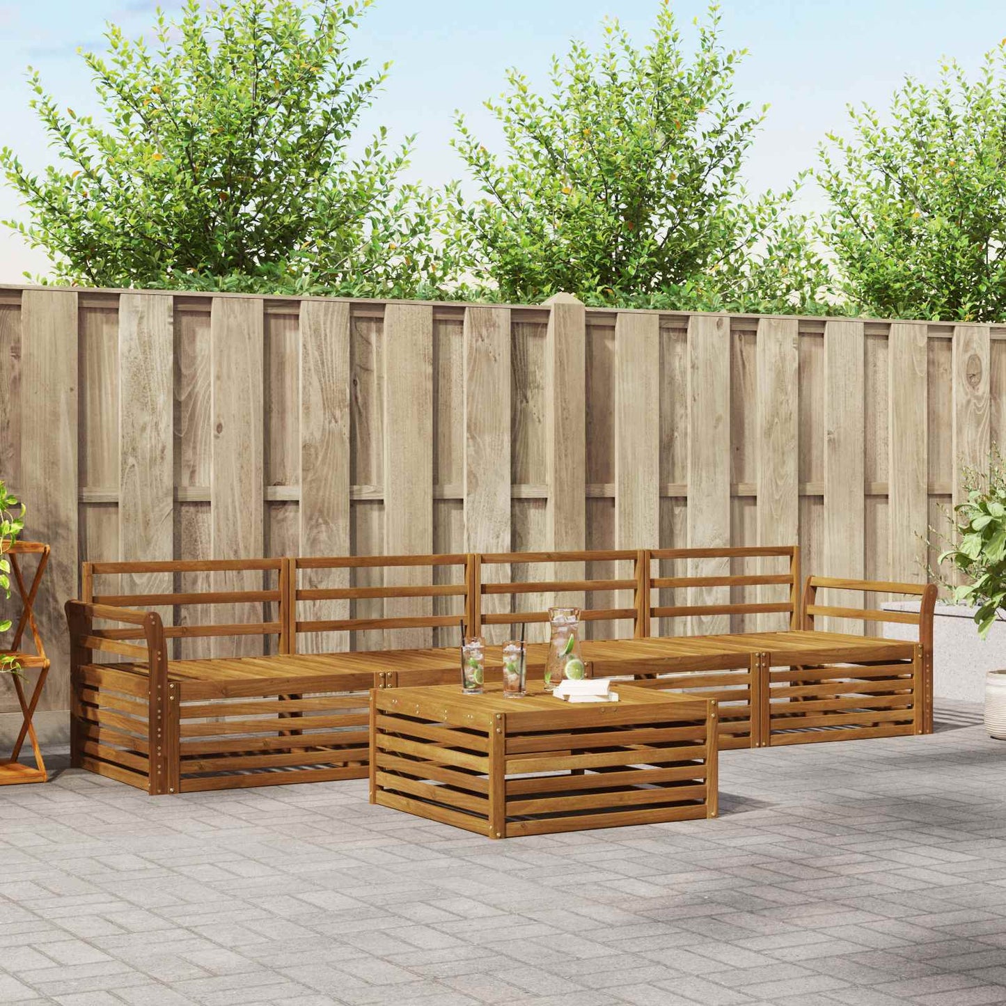Utendørs sofa-sett 5 pcs Naturlig vidaXL