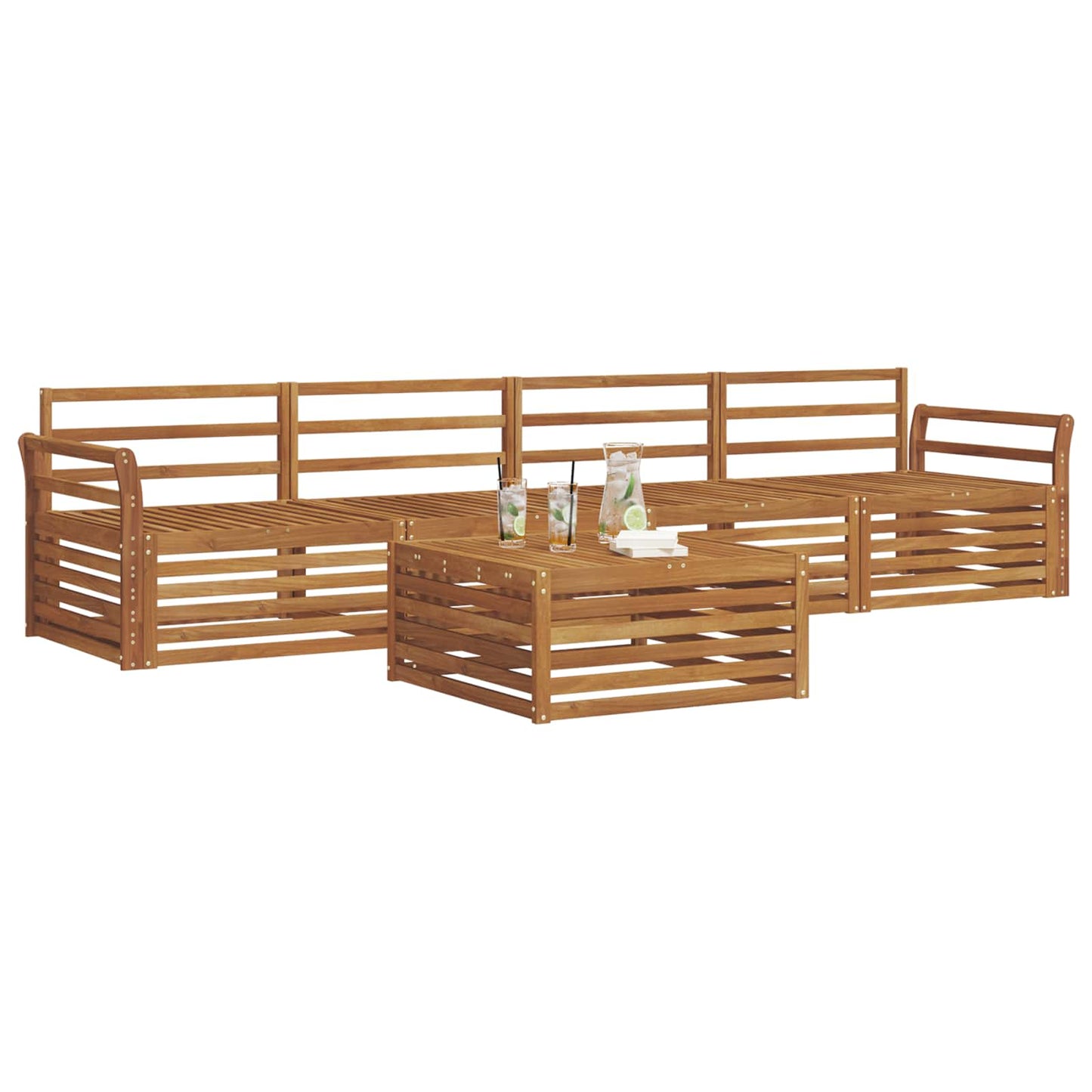 Utendørs sofa-sett 5 pcs Naturlig vidaXL