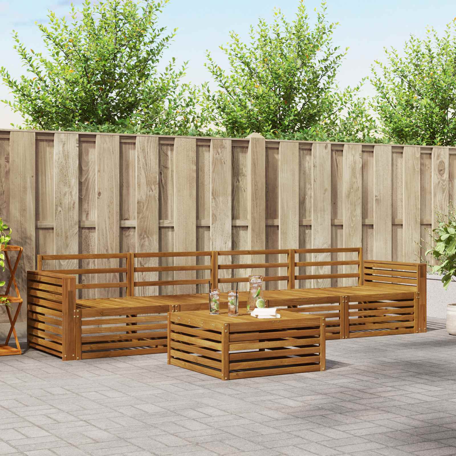 Utendørs sofa-sett 5 pcs Naturlig vidaXL